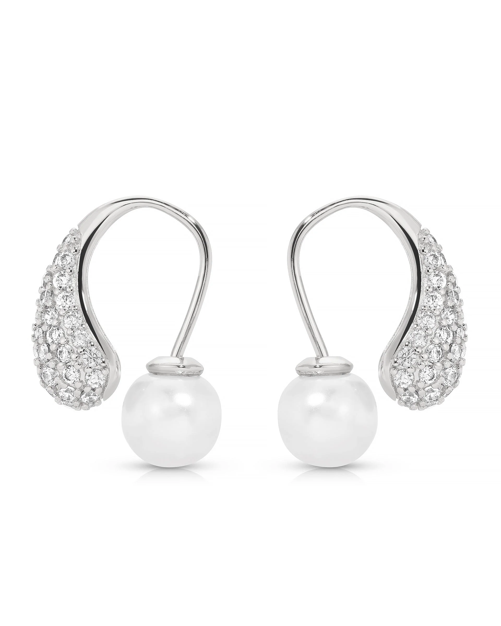 Hooked Pavé and Pearl Earrings - Image 7