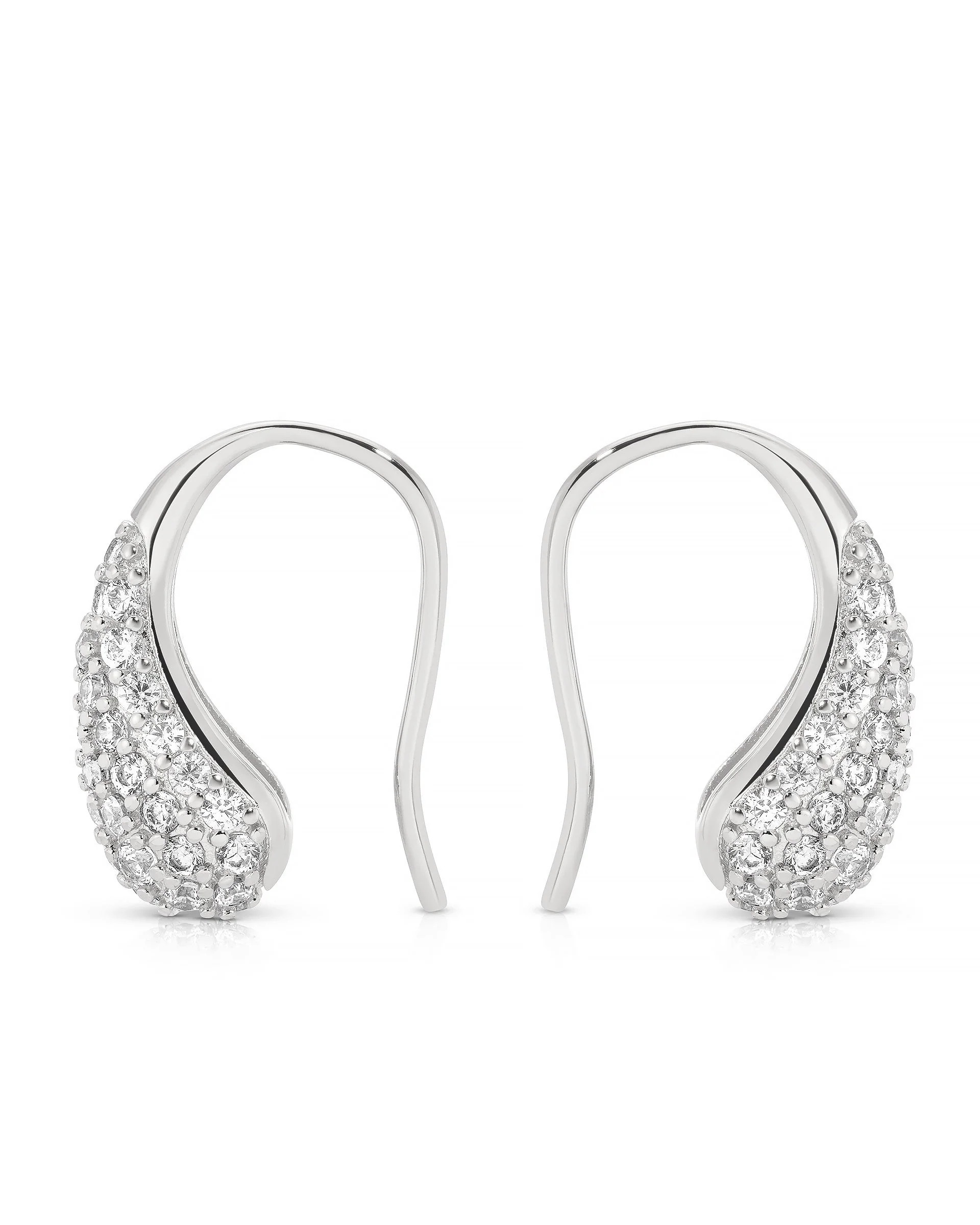Hooked Pavé and Pearl Earrings - Image 9