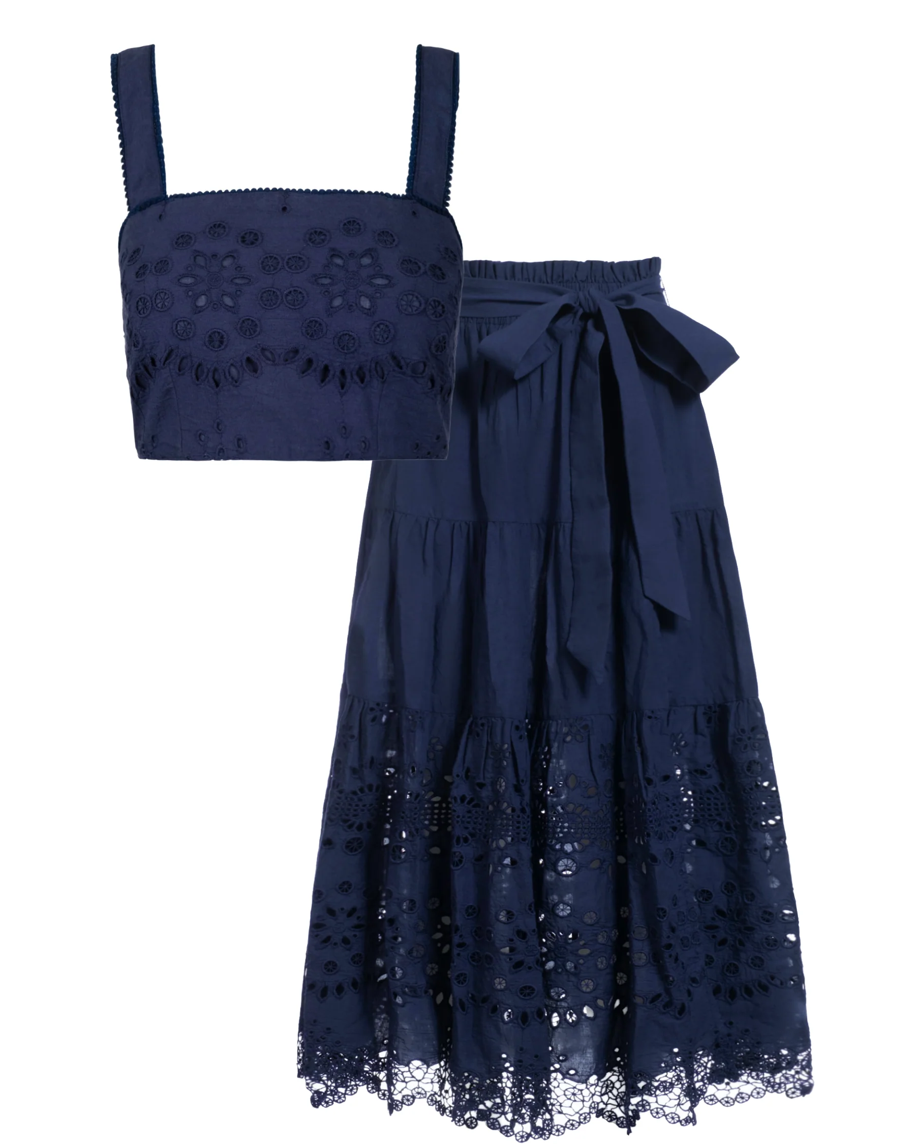 Ilyssa Crop Top In Navy Calypso Eyelet - Image 3