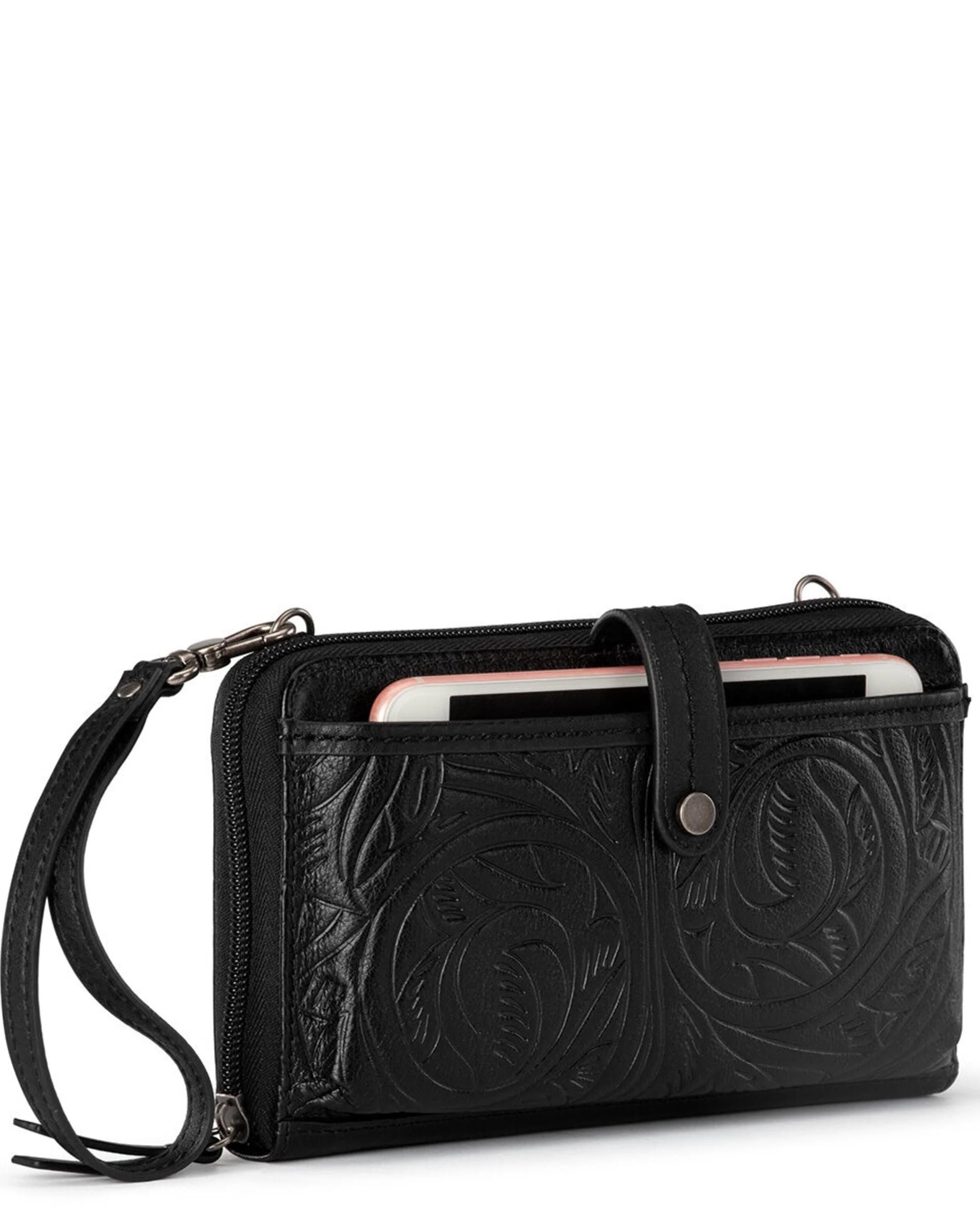 Iris Smartphone Wallet - Leather - Black Leaf Embossed - Image 4