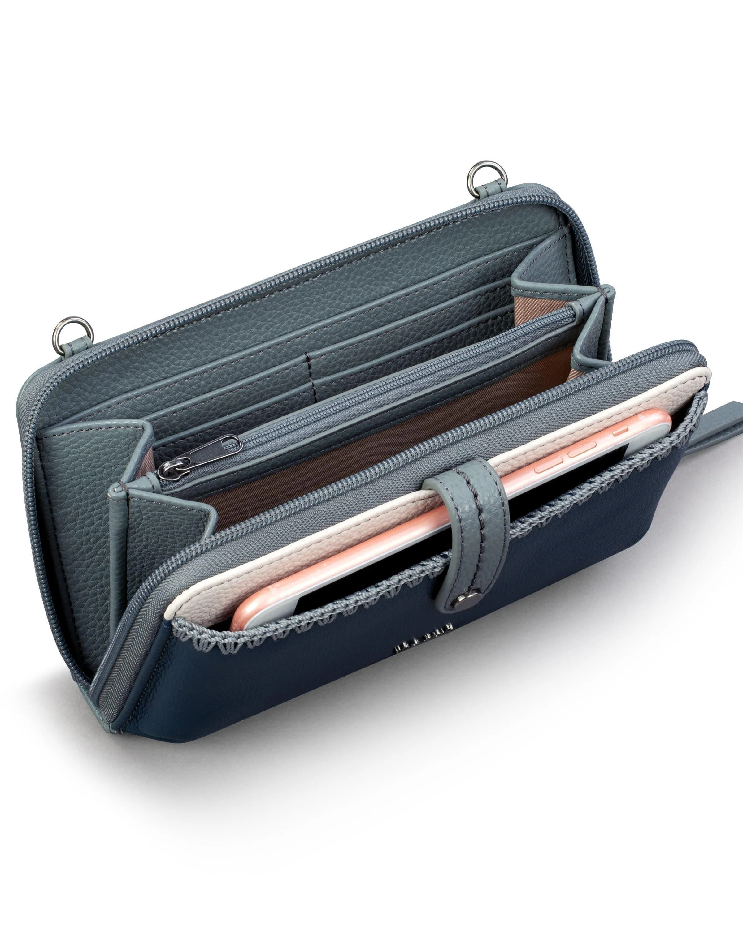 Iris Smartphone Wallet - Leather - Dusty Blue Block - Image 5