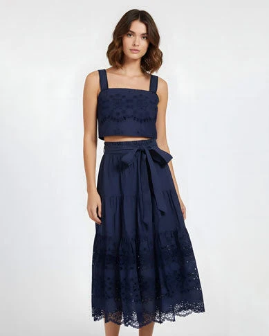Jenni Skirt In Navy Calypso Eyelet - Image 6