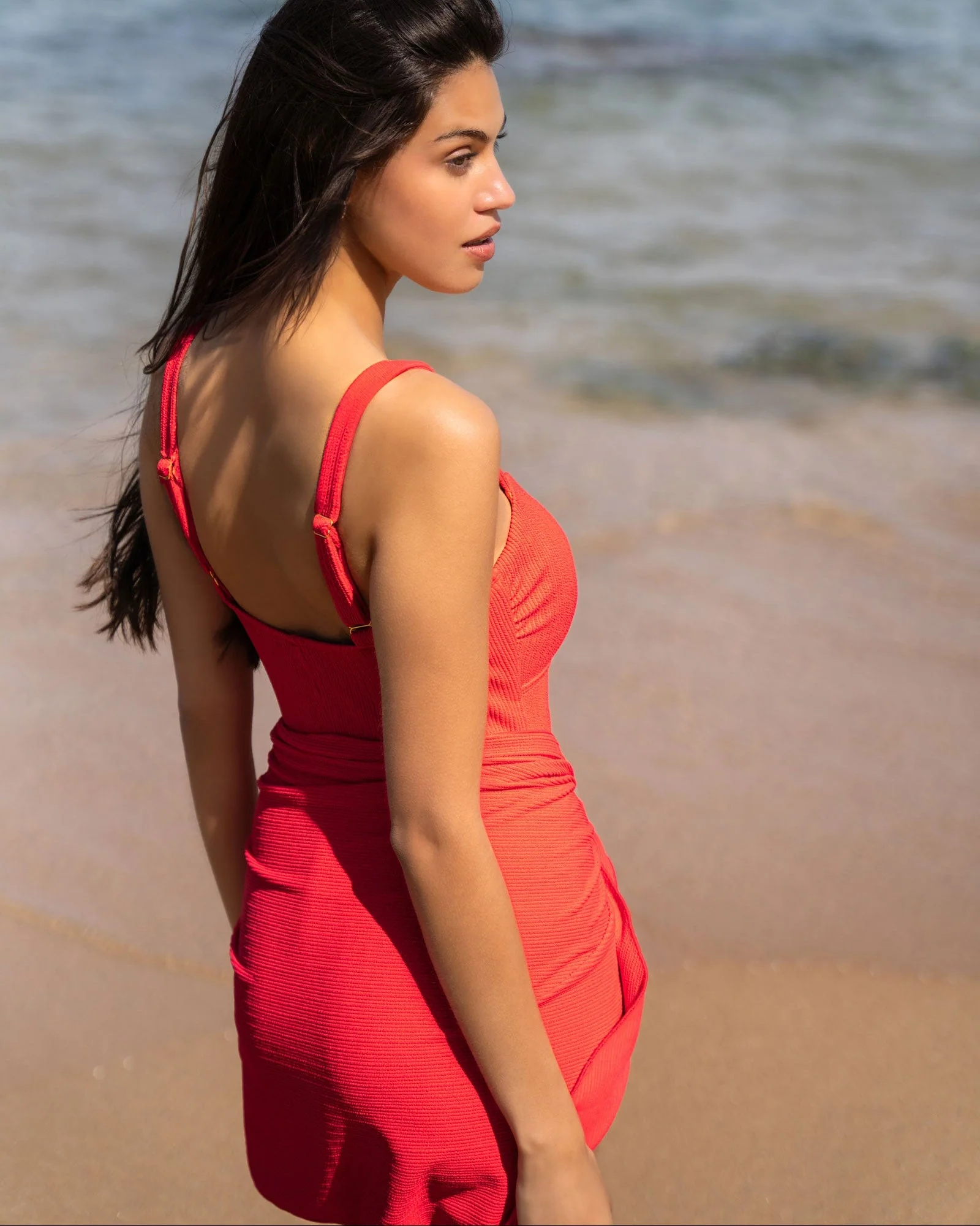 Jori One Piece In Guava Red Texture - Image 8