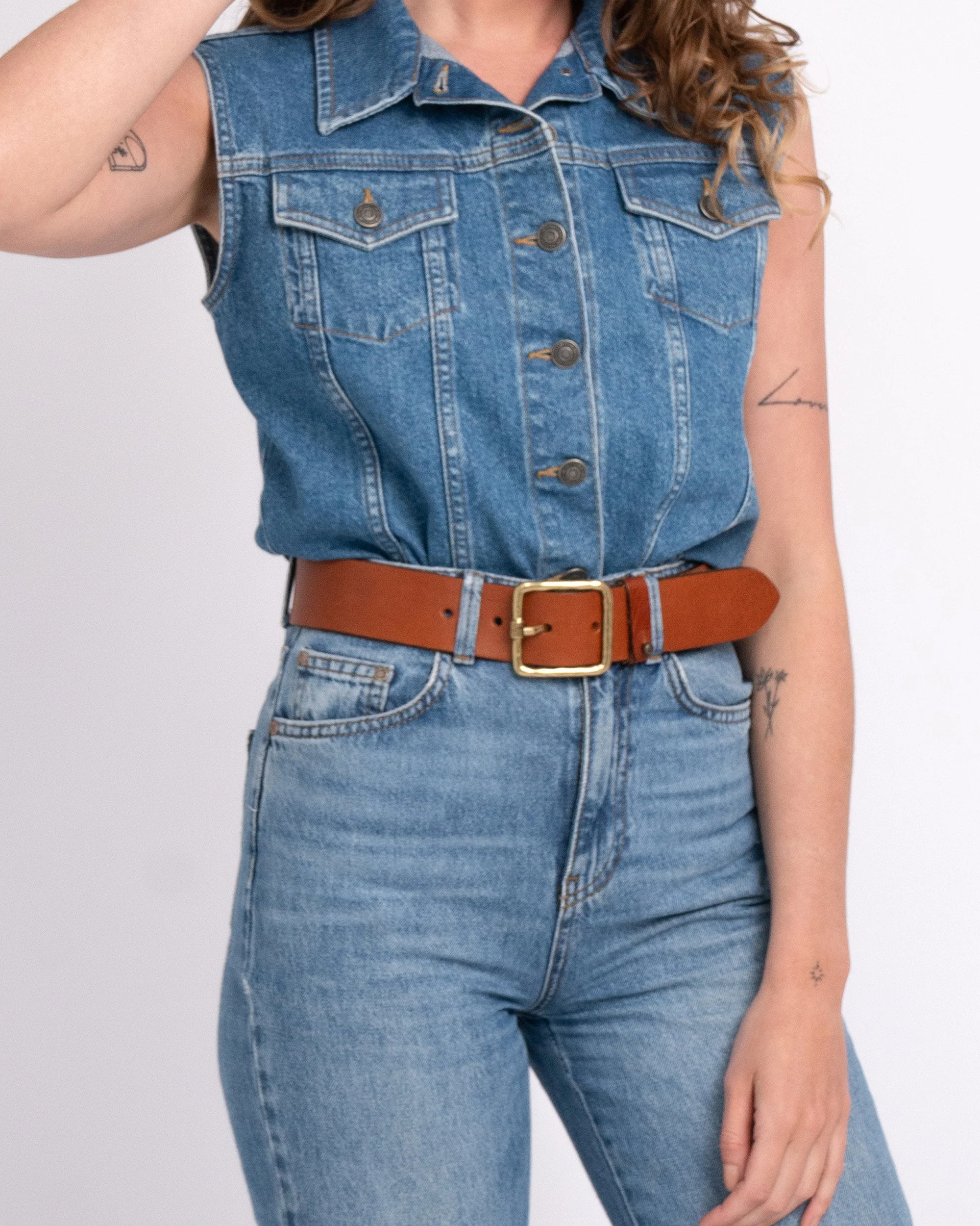 Kaya | Vintage Gold Square Buckle Leather Belt - Image 10