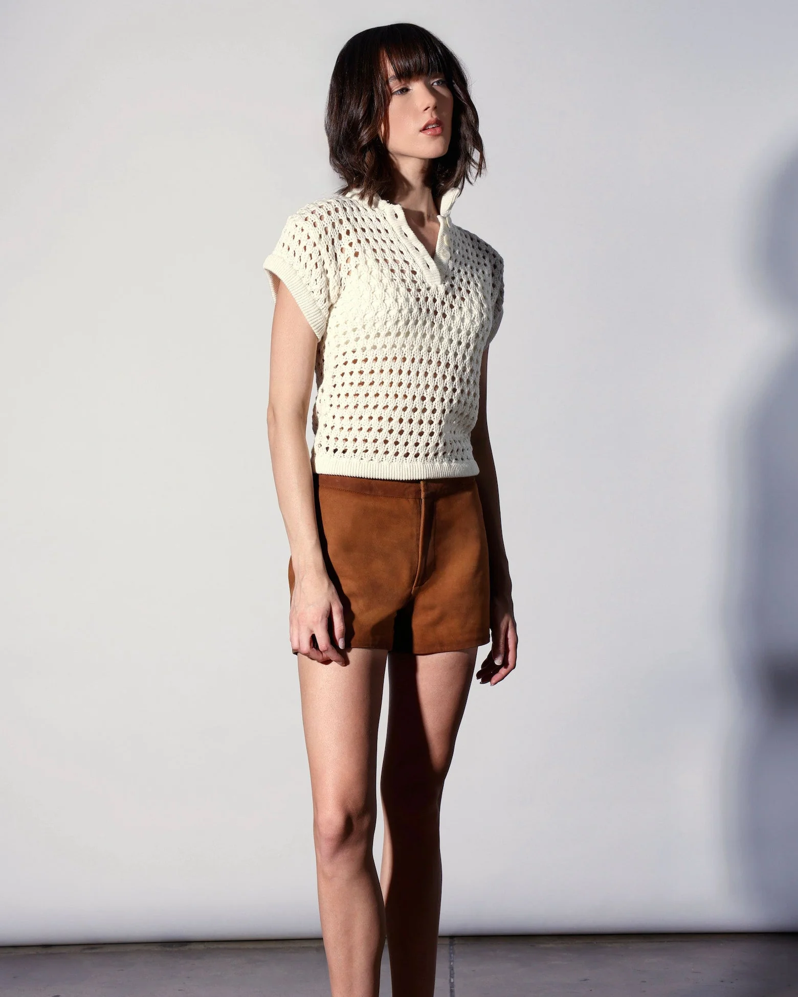 Kendra Short, Oak Suede - Leather - Image 2