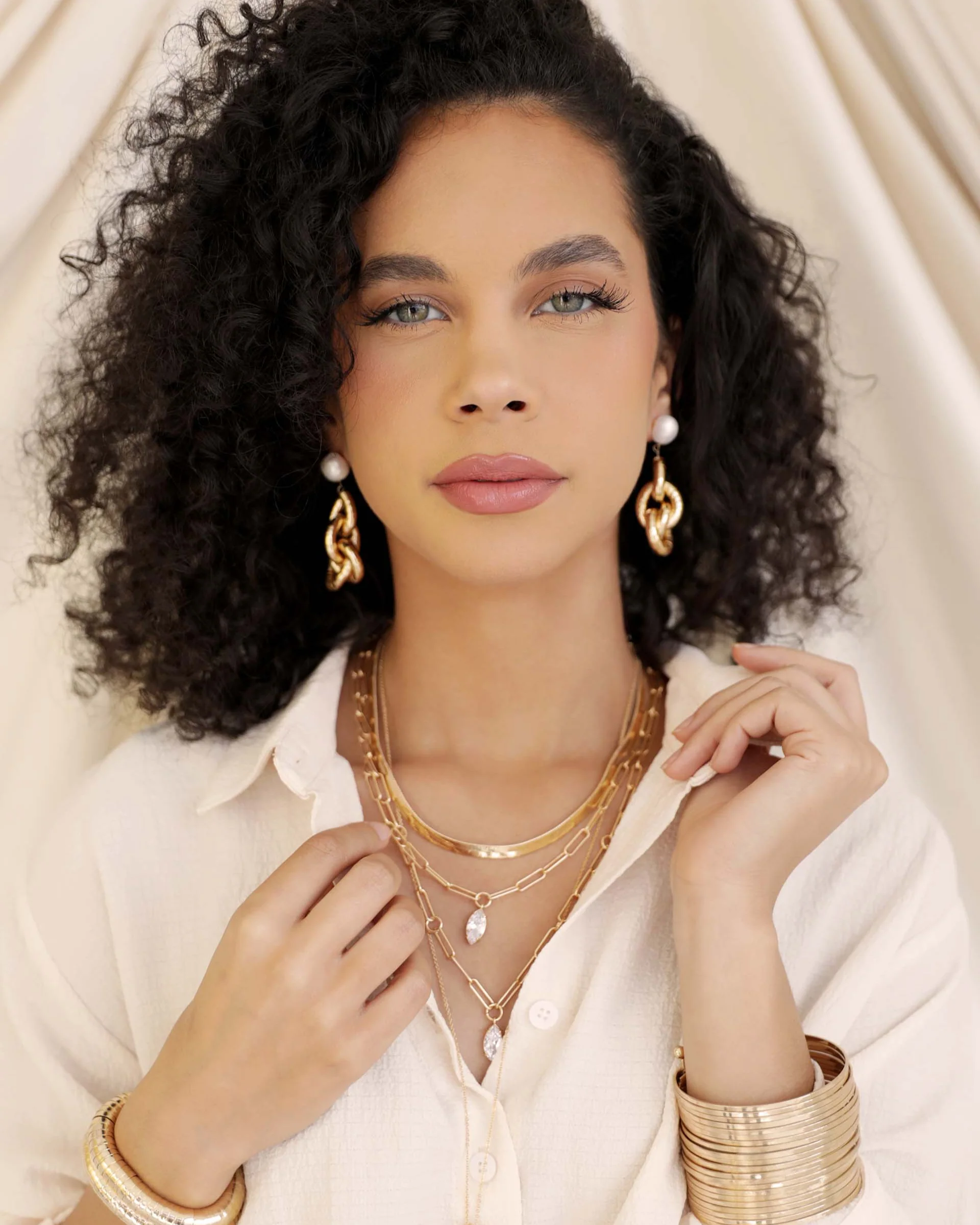 Liquid Gold Pearl Drop Earrings - Image 7