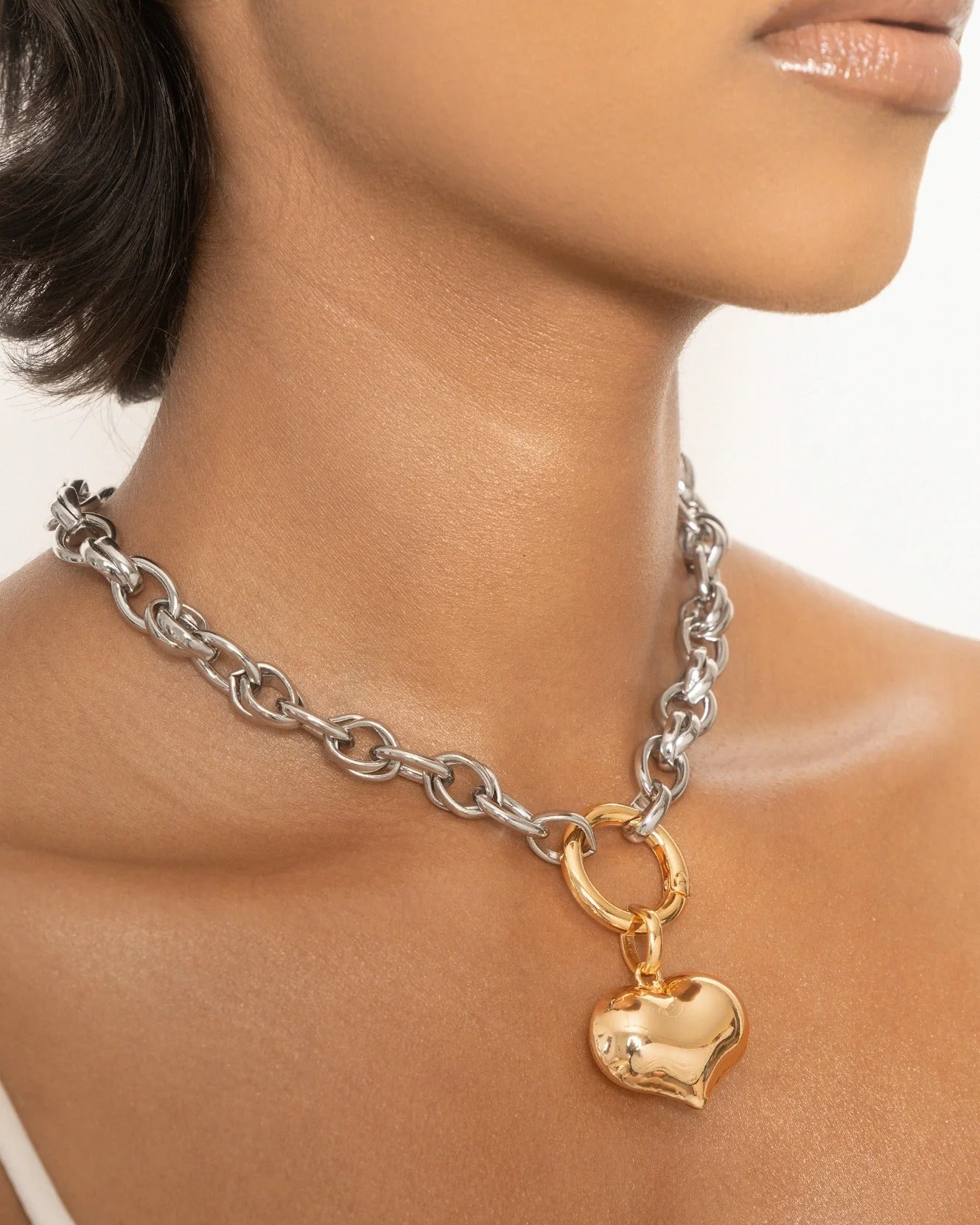 Locked in Mixed Metal Heart Necklace - Image 4