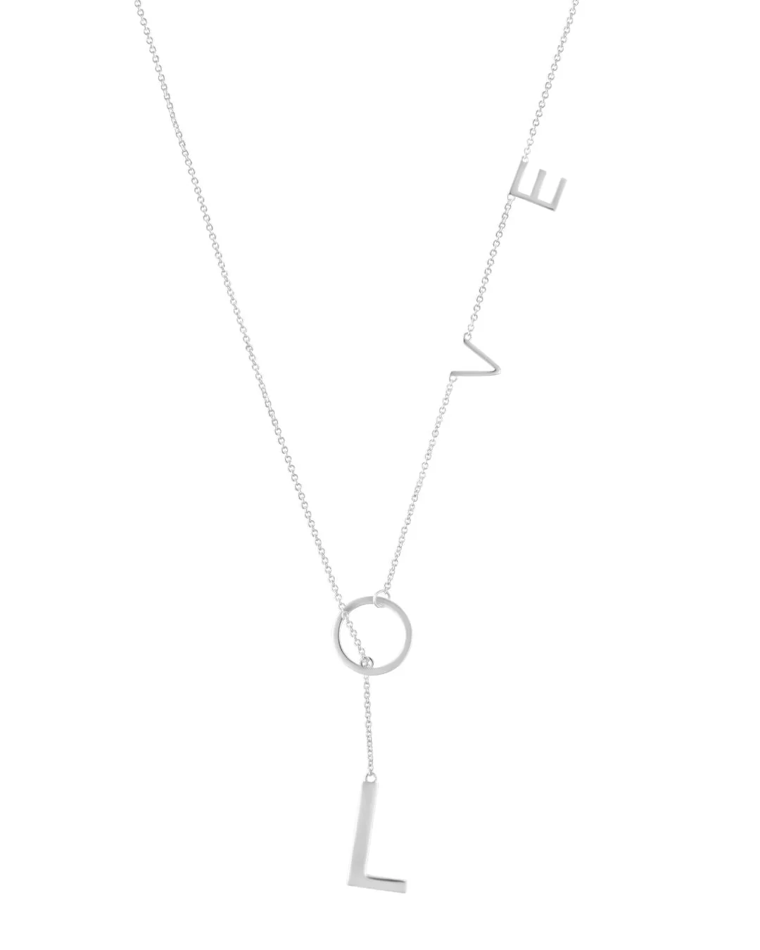 LOVE LARIAT NECKLACE SILVER