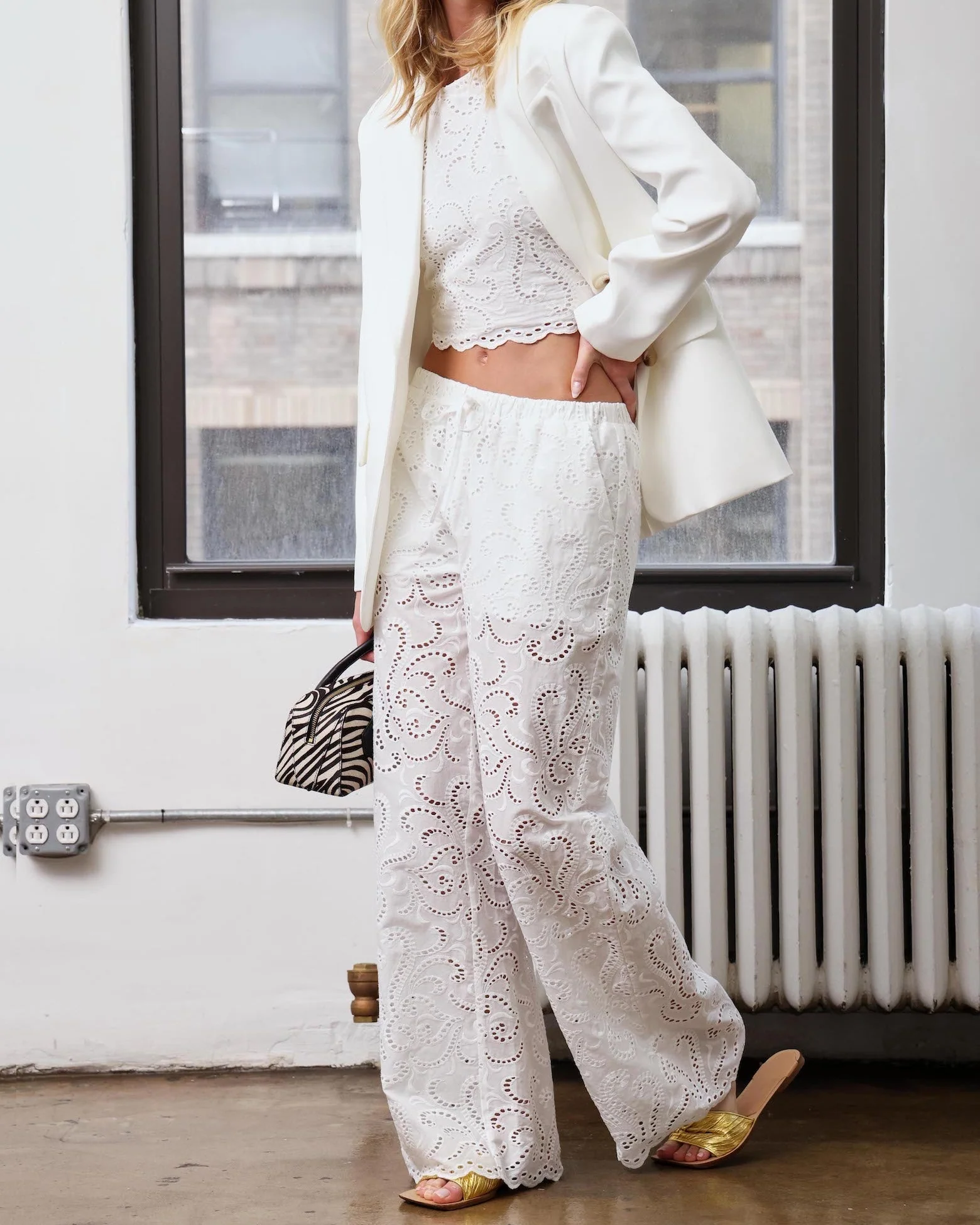 Lysander Pant, White Eyelet - Image 2