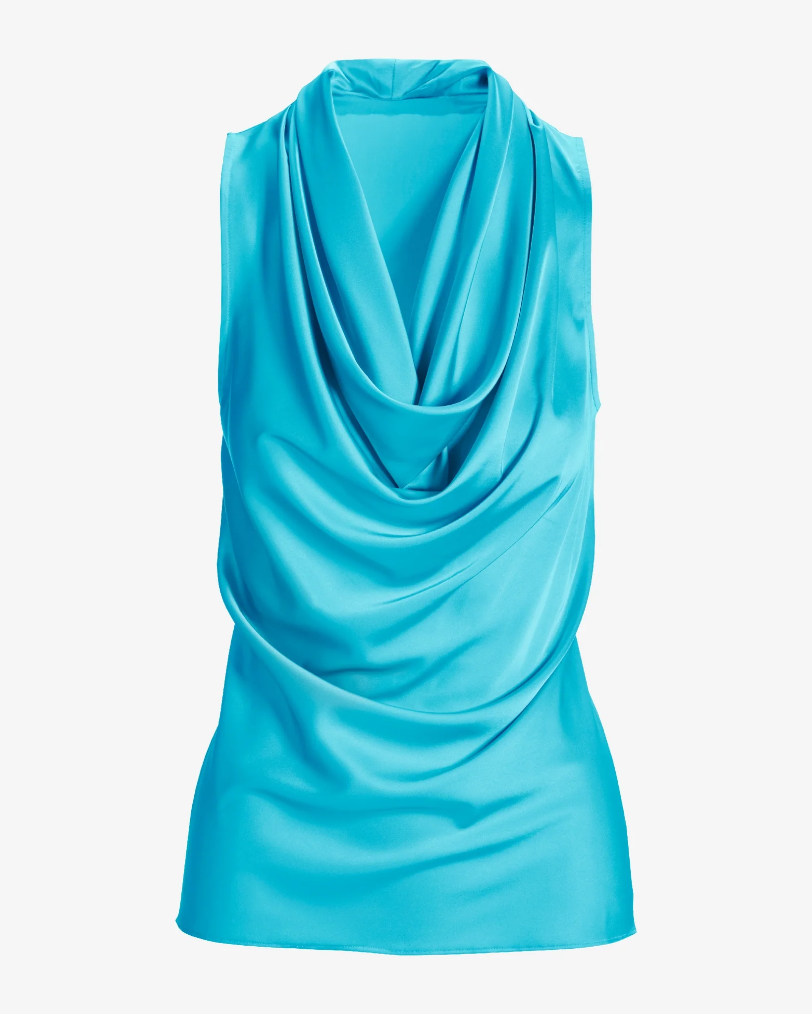 Marilyn Cowl-Neck Charmeuse Blouse Bluefish - Image 2