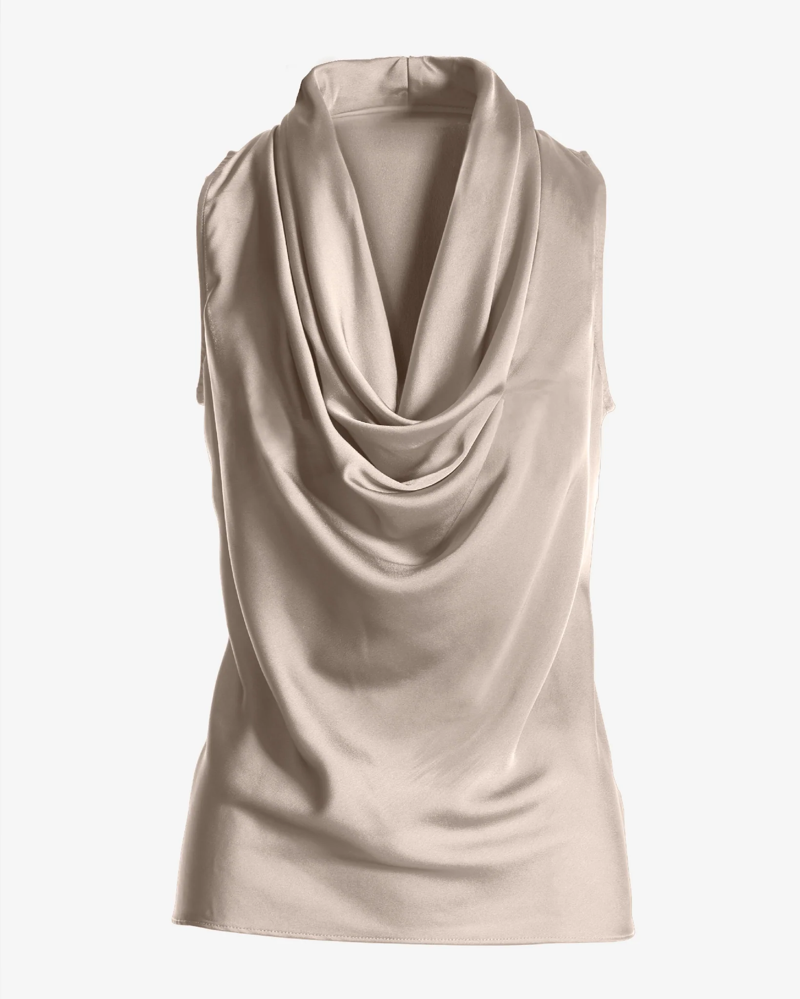 Marilyn Cowl-Neck Charmeuse Blouse Sable - Image 2