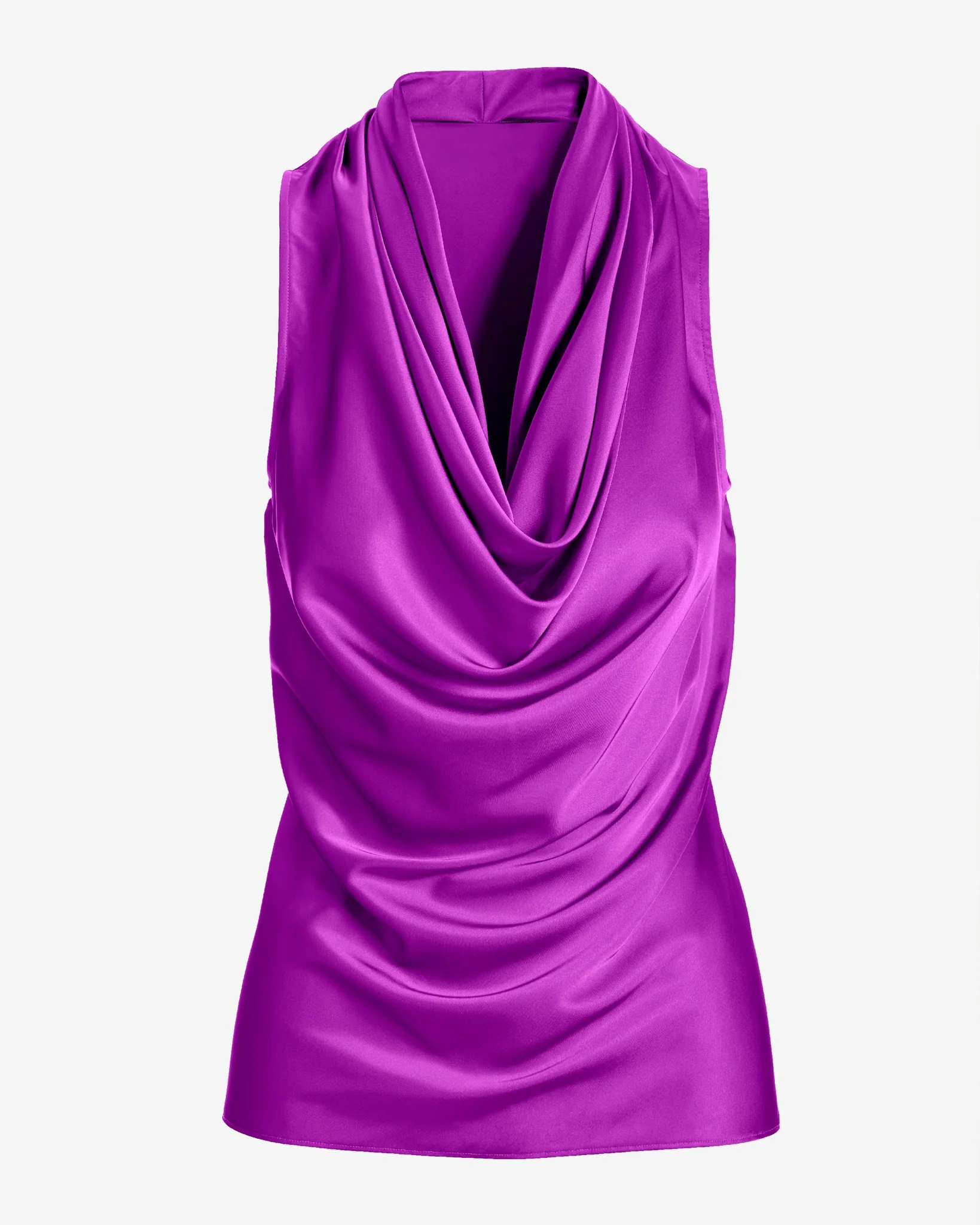 Marilyn Cowl-Neck Charmeuse Blouse Vibrant Orchid - Image 2