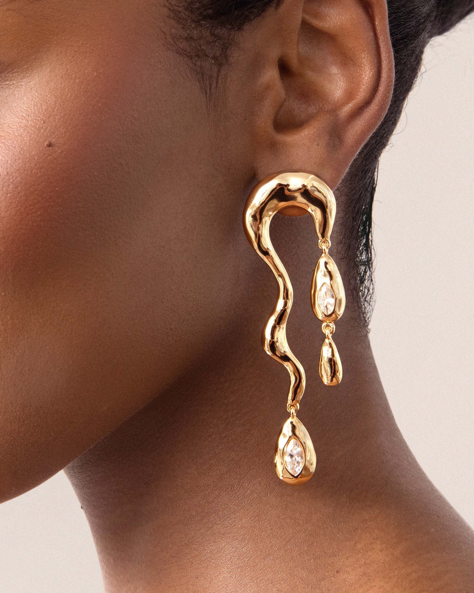 Melting Metal Dangle Earrings - Image 2