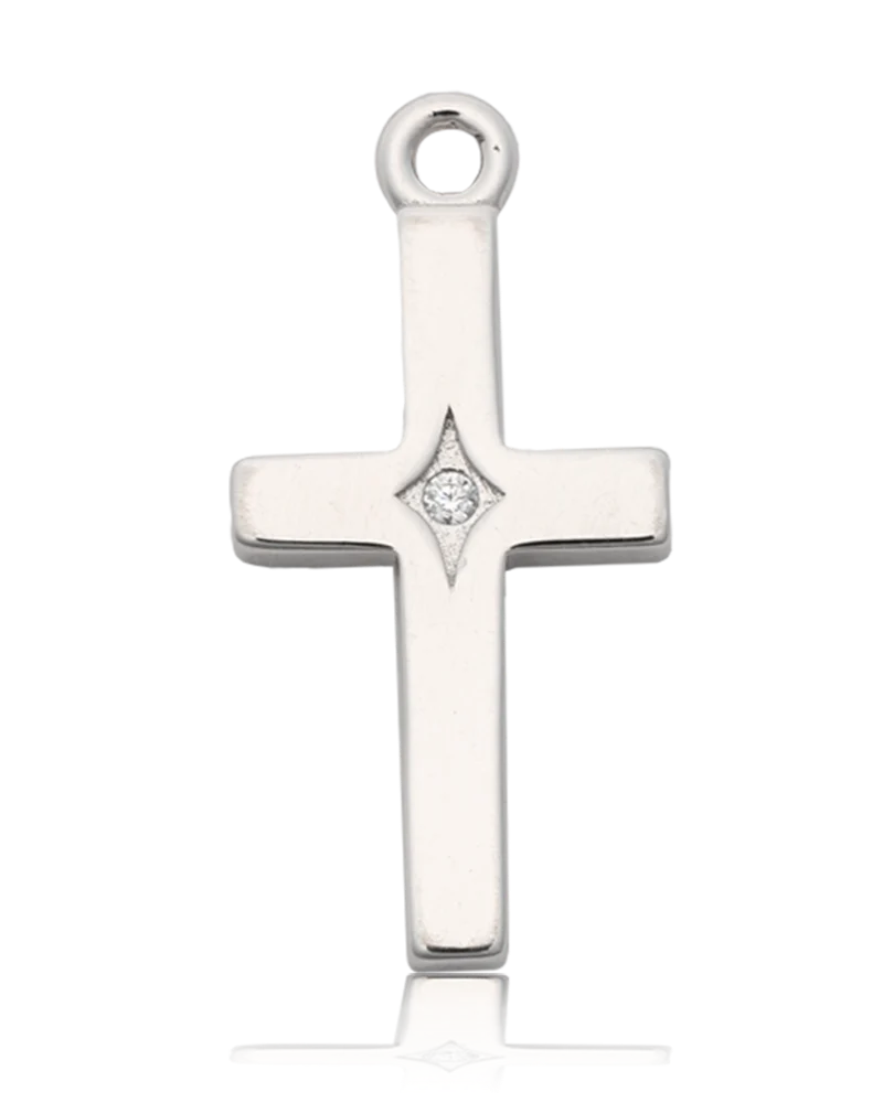 Moonstone Gemstone Bracelet with Cross CZ Sterling Silver Charm - Image 3