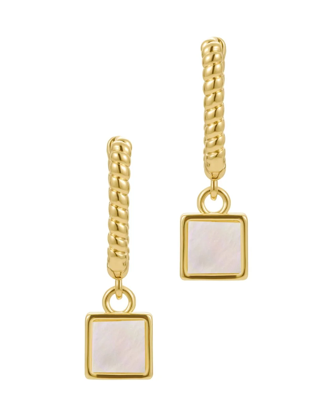 MOTHER-OF-PEARL CHARLOTTE DROP HUGGIE HOOPS - Image 3