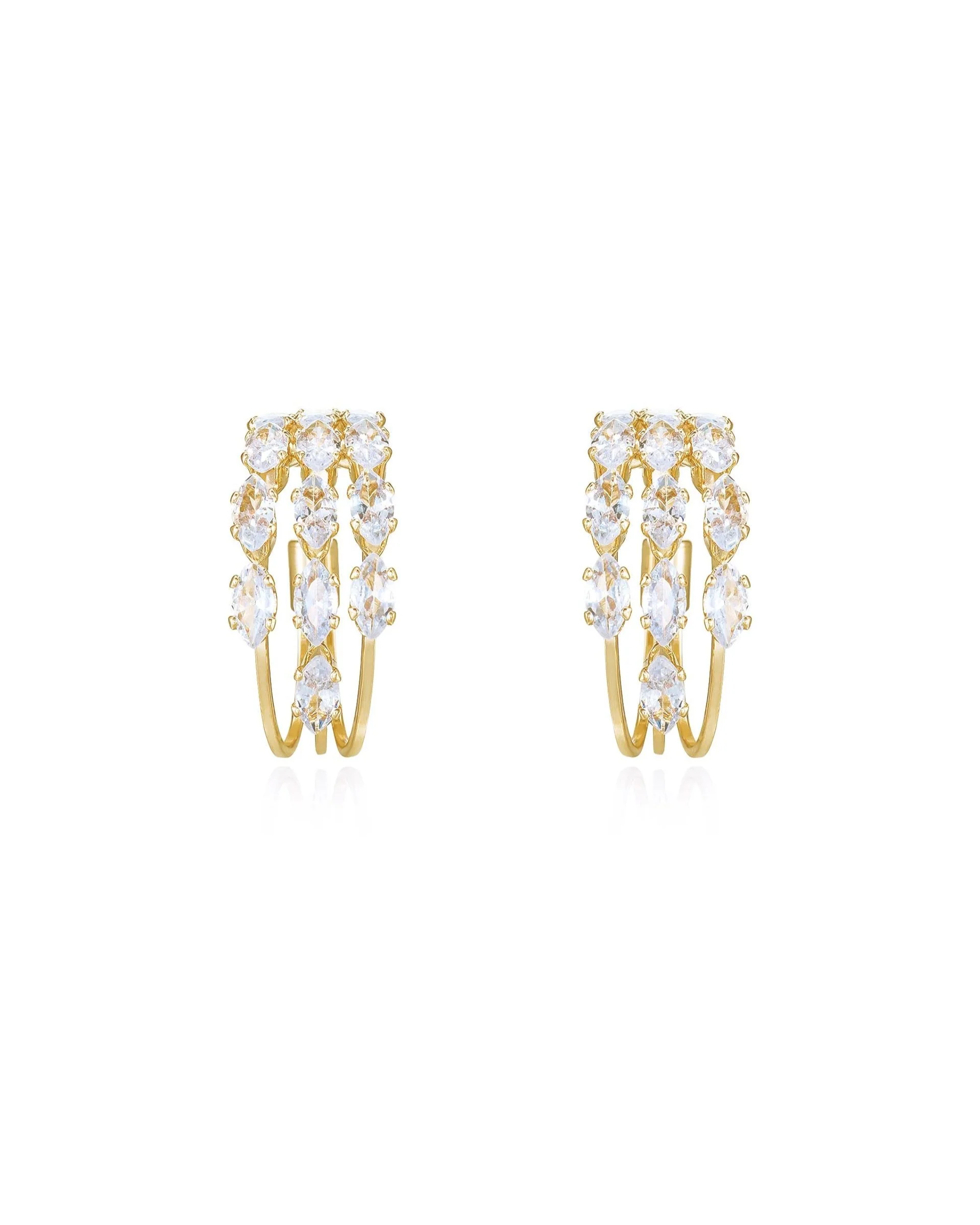 Multi-Crystal Huggie Hoop Earrings - Image 3