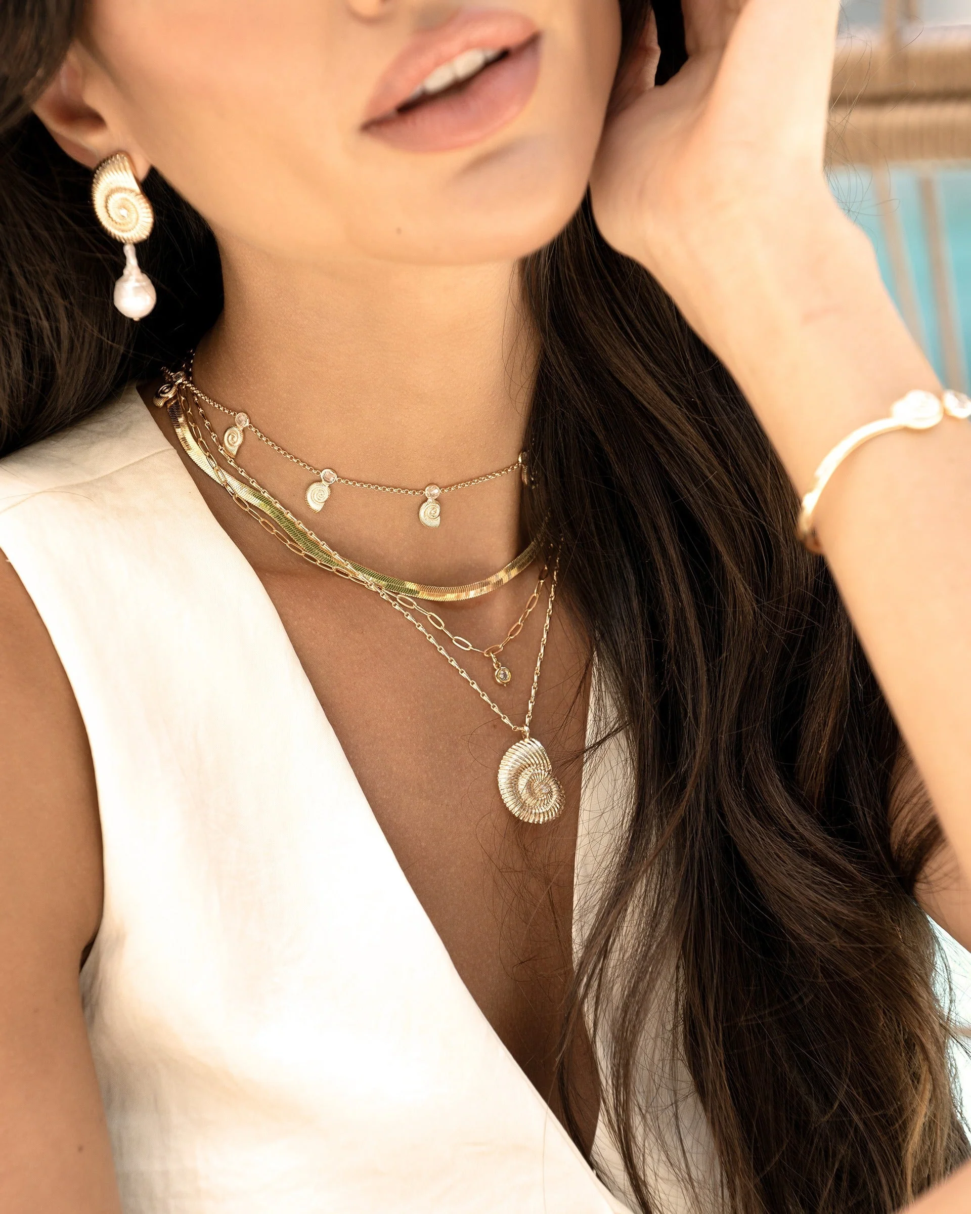 Nautilus Shell Pendant Layered Necklace - Image 7