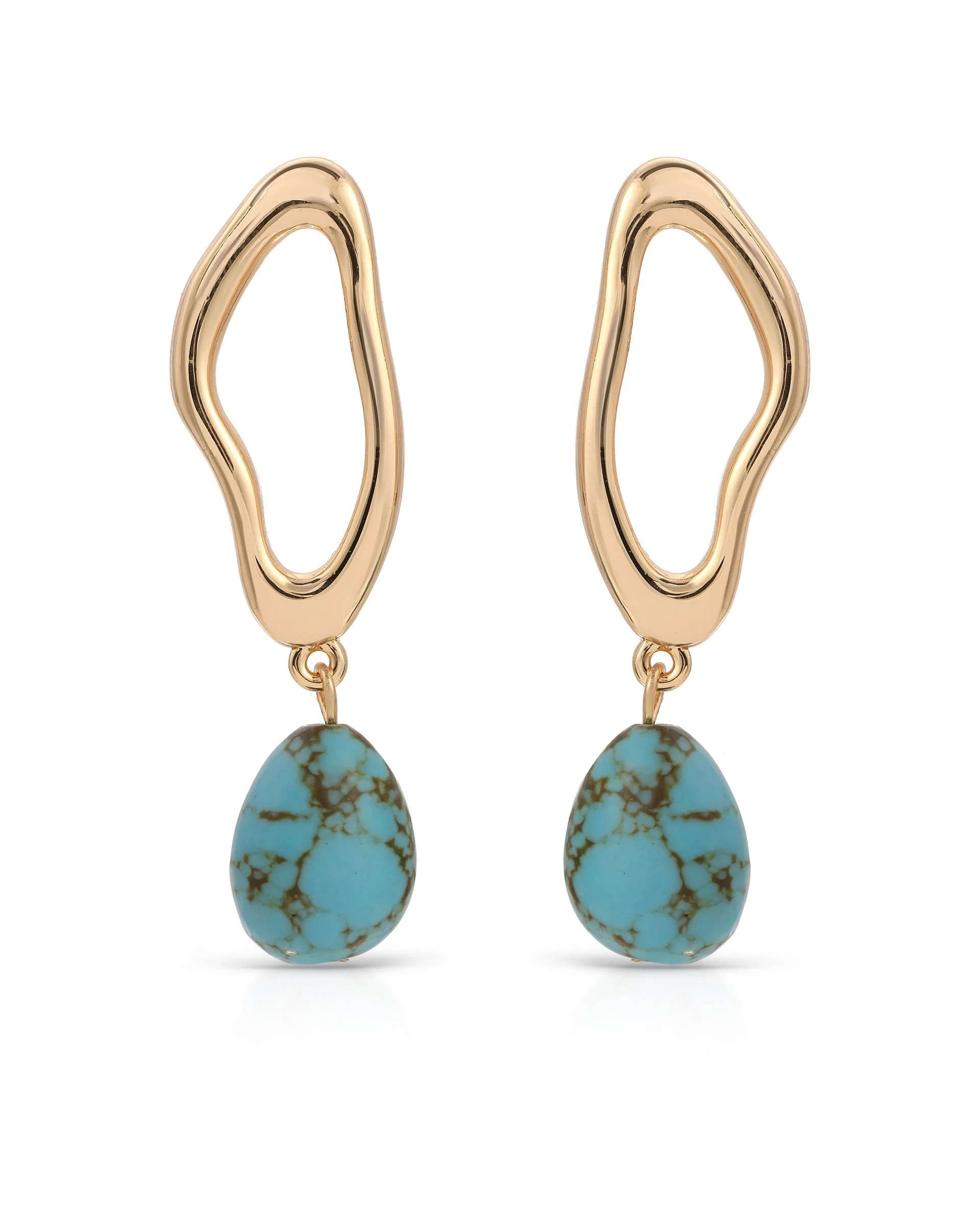 Open Circle Turquoise Dangle Earrings