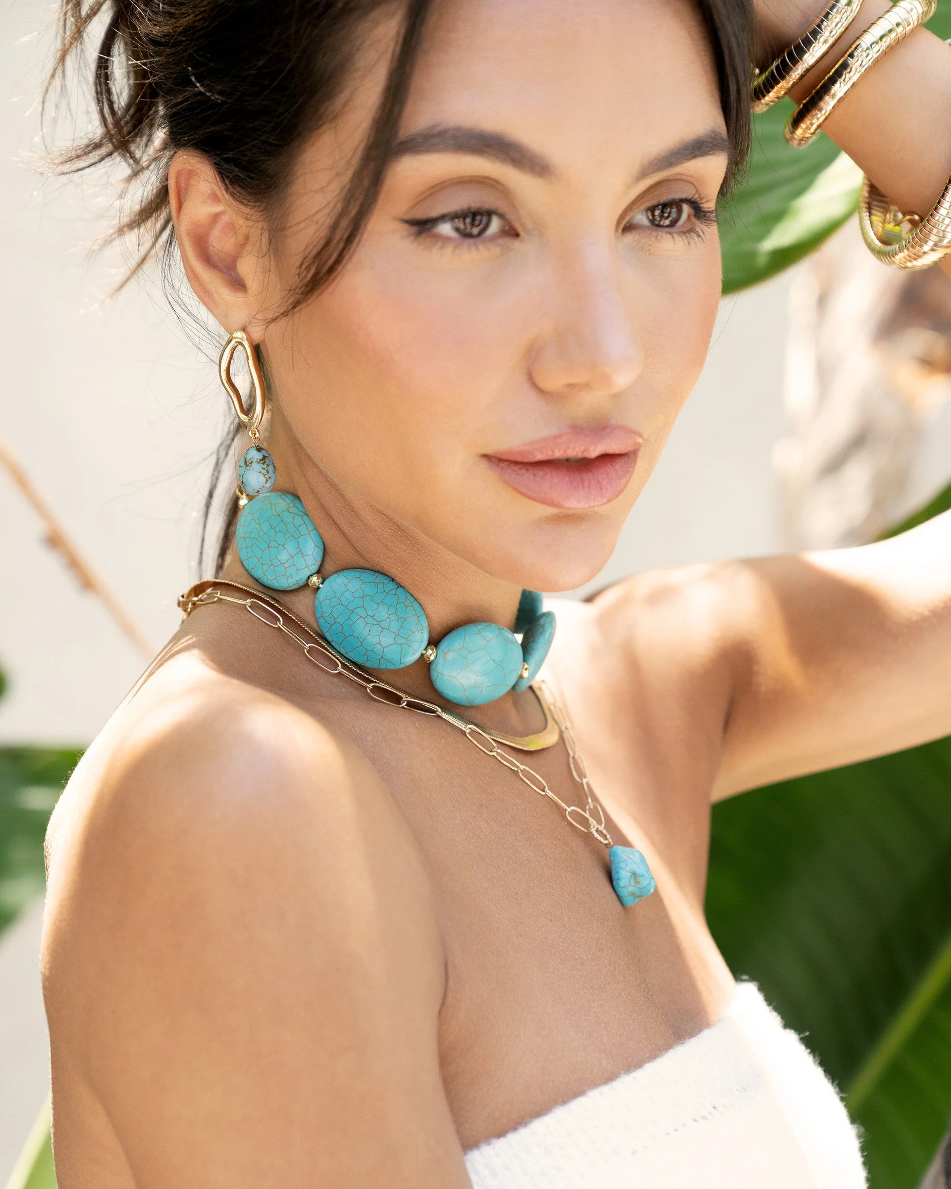Open Circle Turquoise Dangle Earrings - Image 5