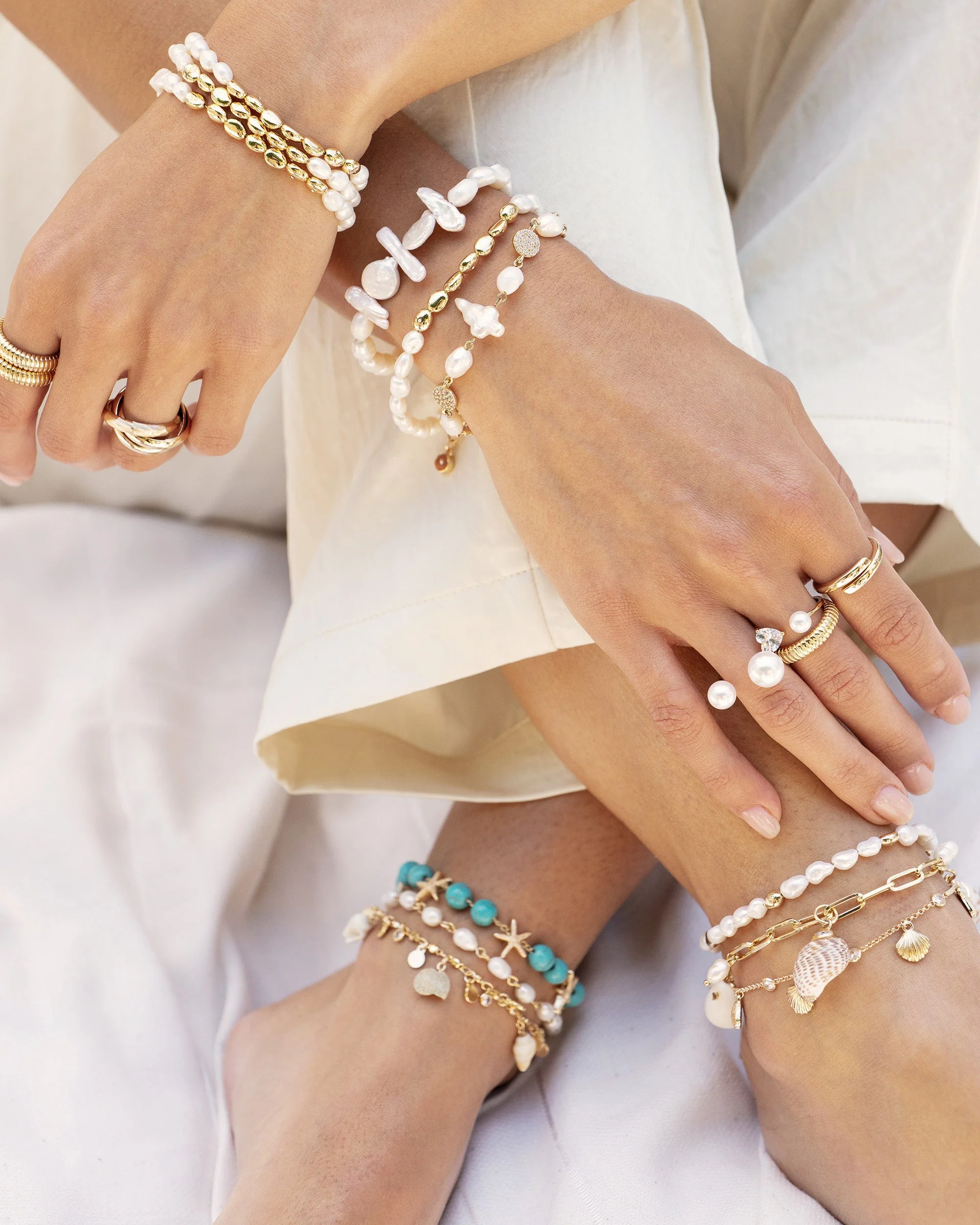 Paperclip Chain Multi-Shell Charm Anklet - Image 7