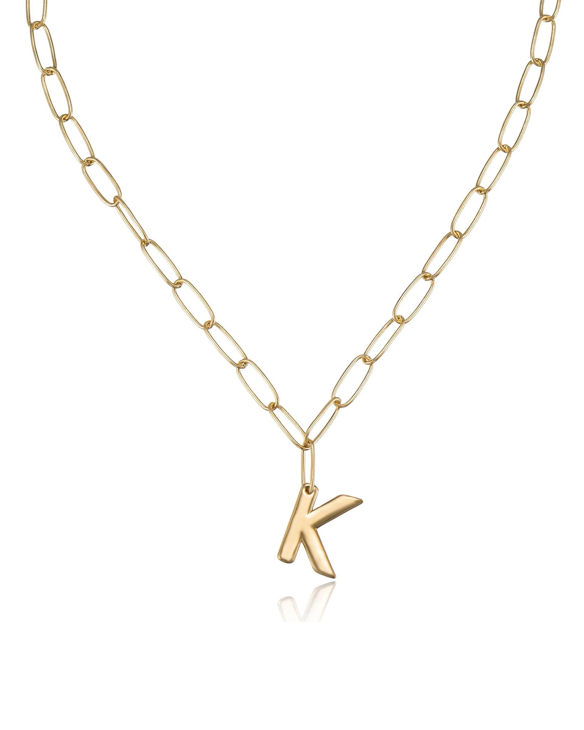 Paperclip Link Initial Necklace - Image 18