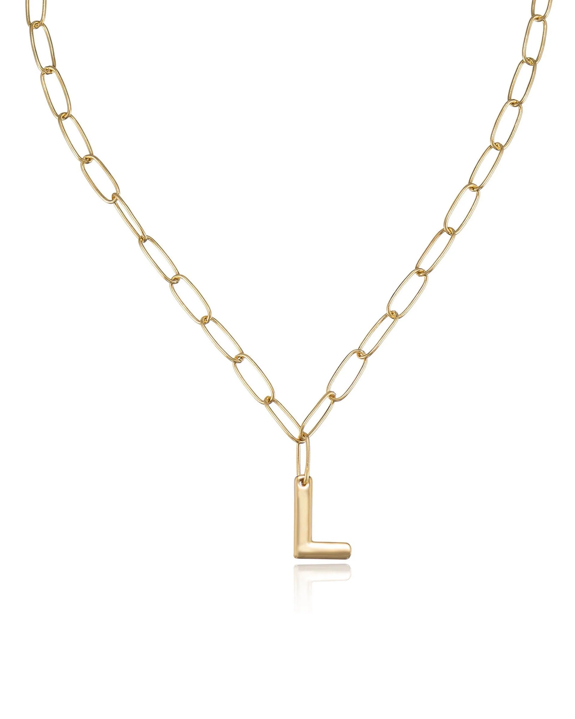 Paperclip Link Initial Necklace - Image 19