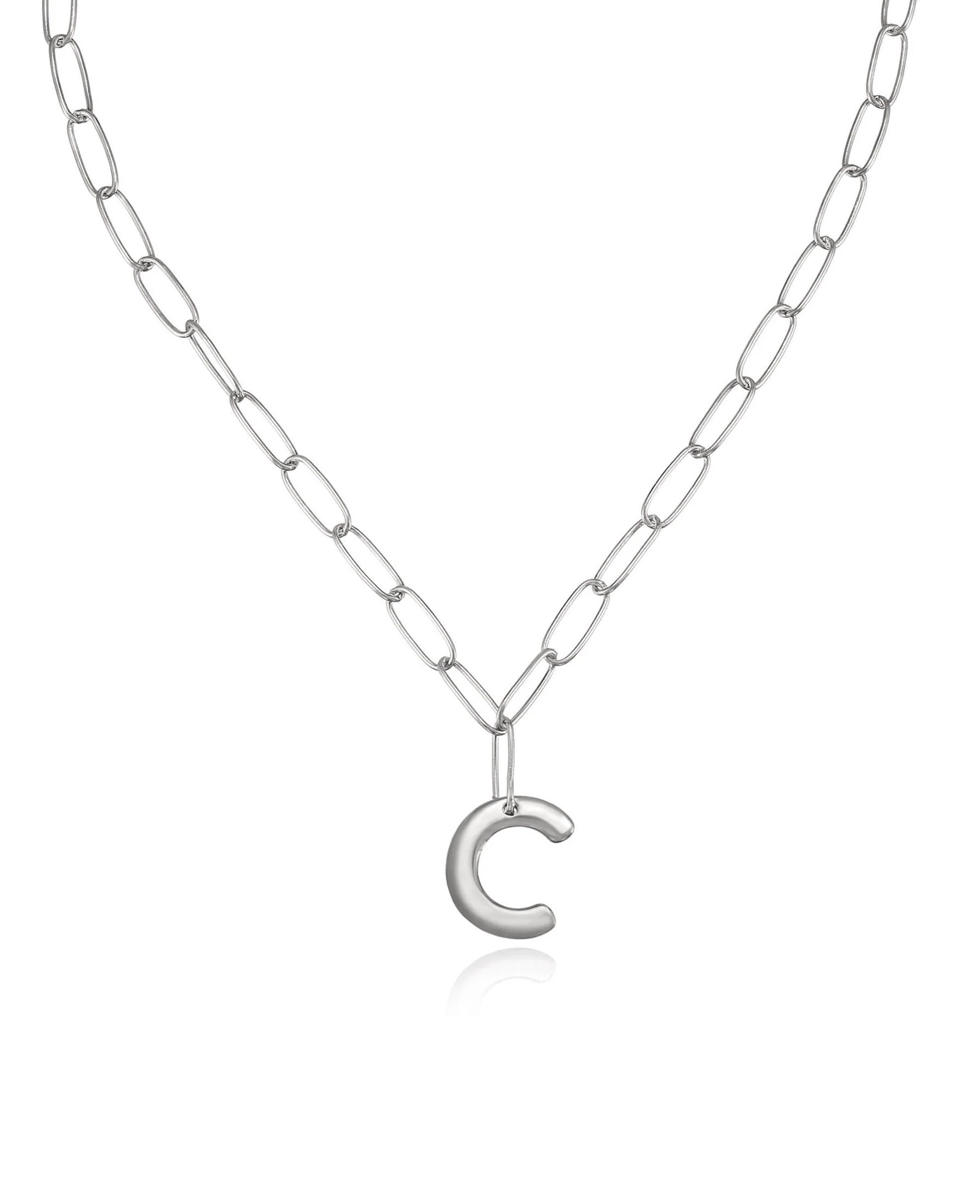 Paperclip Link Initial Necklace - Image 29