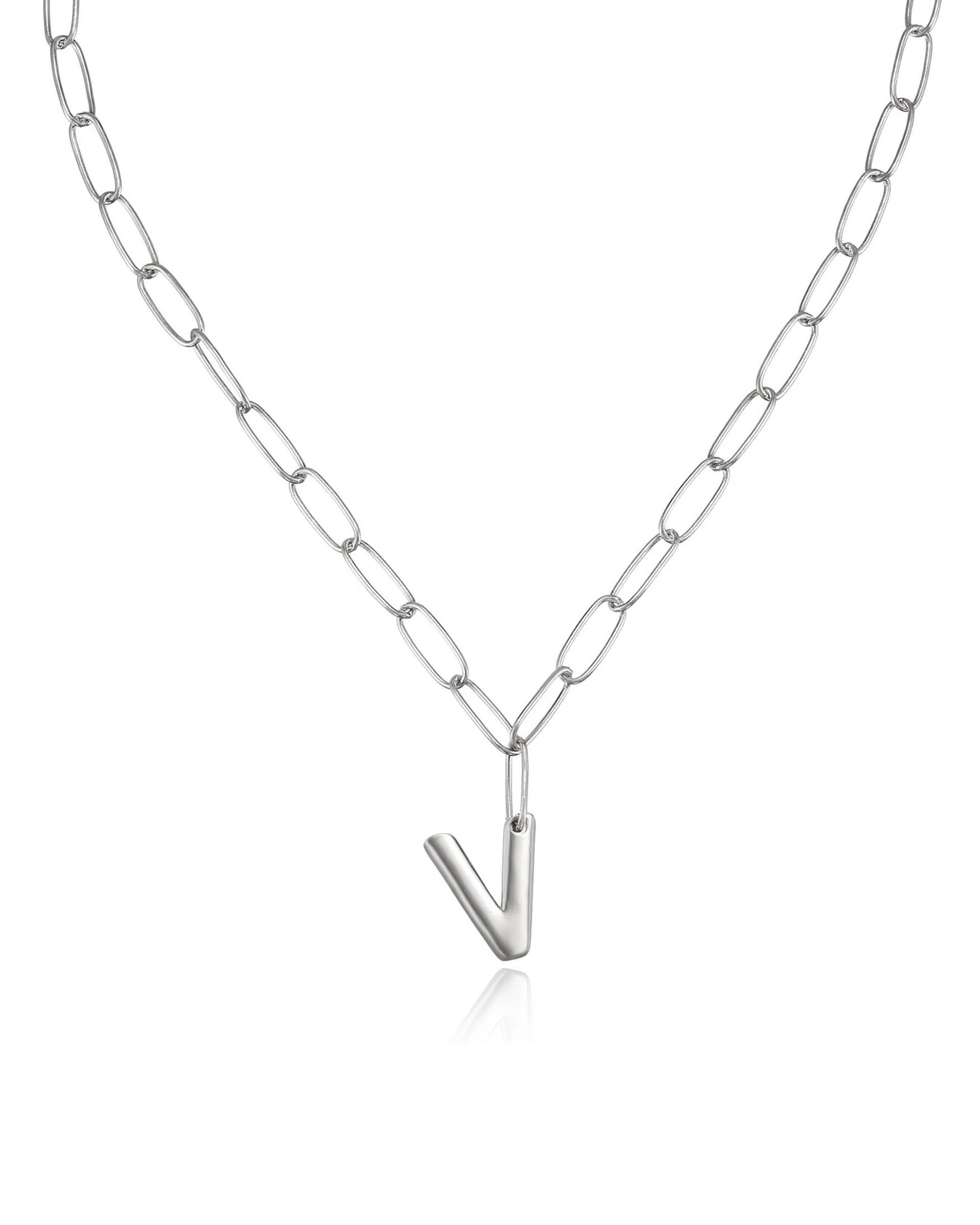 Paperclip Link Initial Necklace - Image 46
