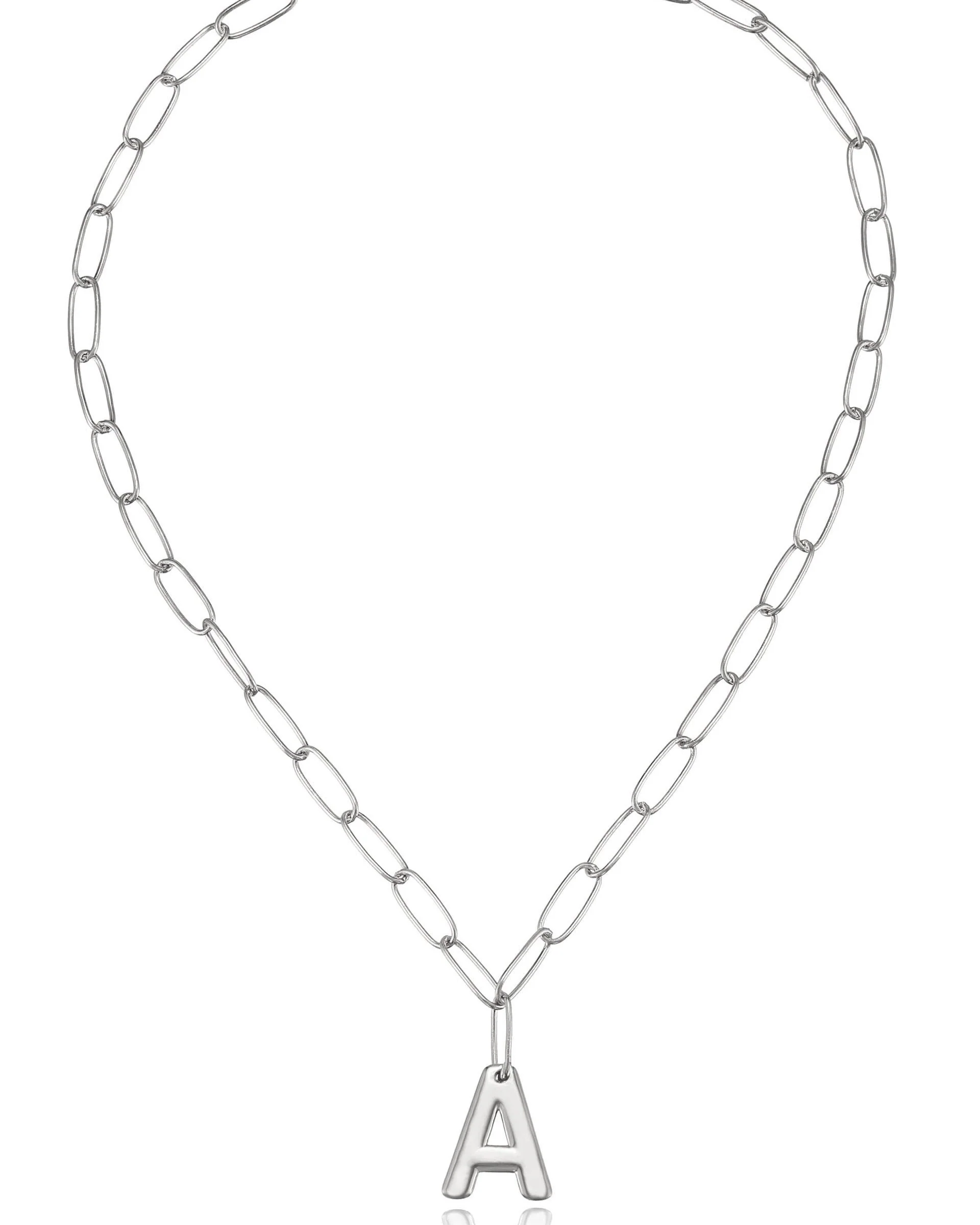 Paperclip Link Initial Necklace - Image 5