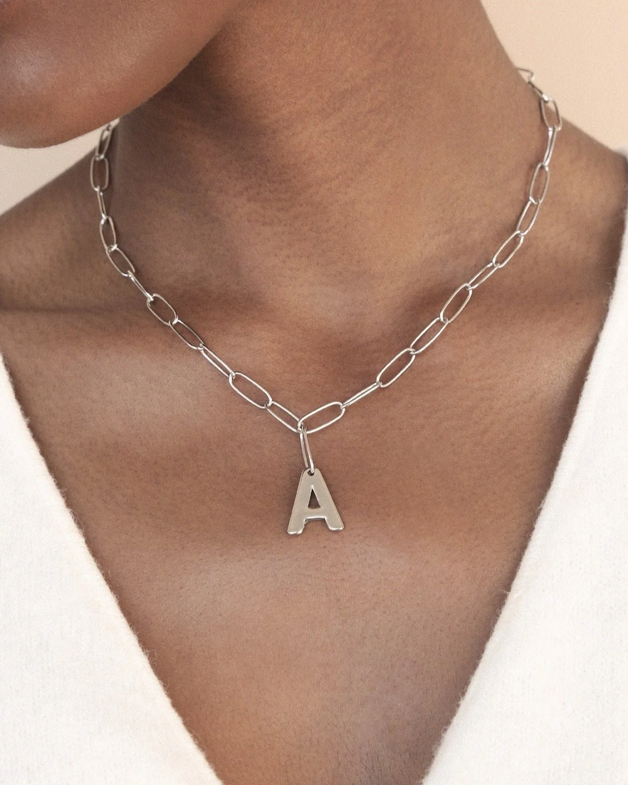 Paperclip Link Initial Necklace - Image 6