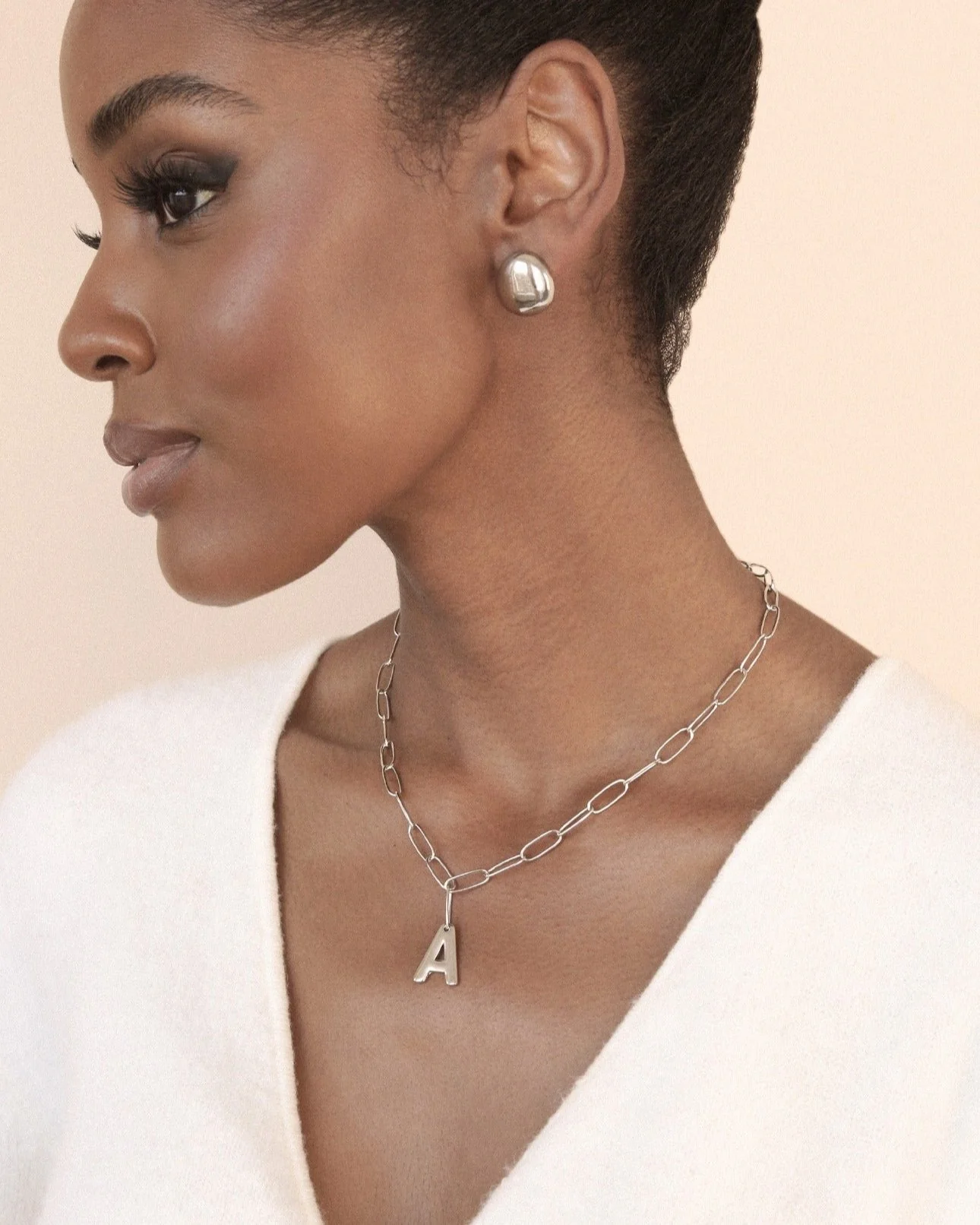 Paperclip Link Initial Necklace - Image 7