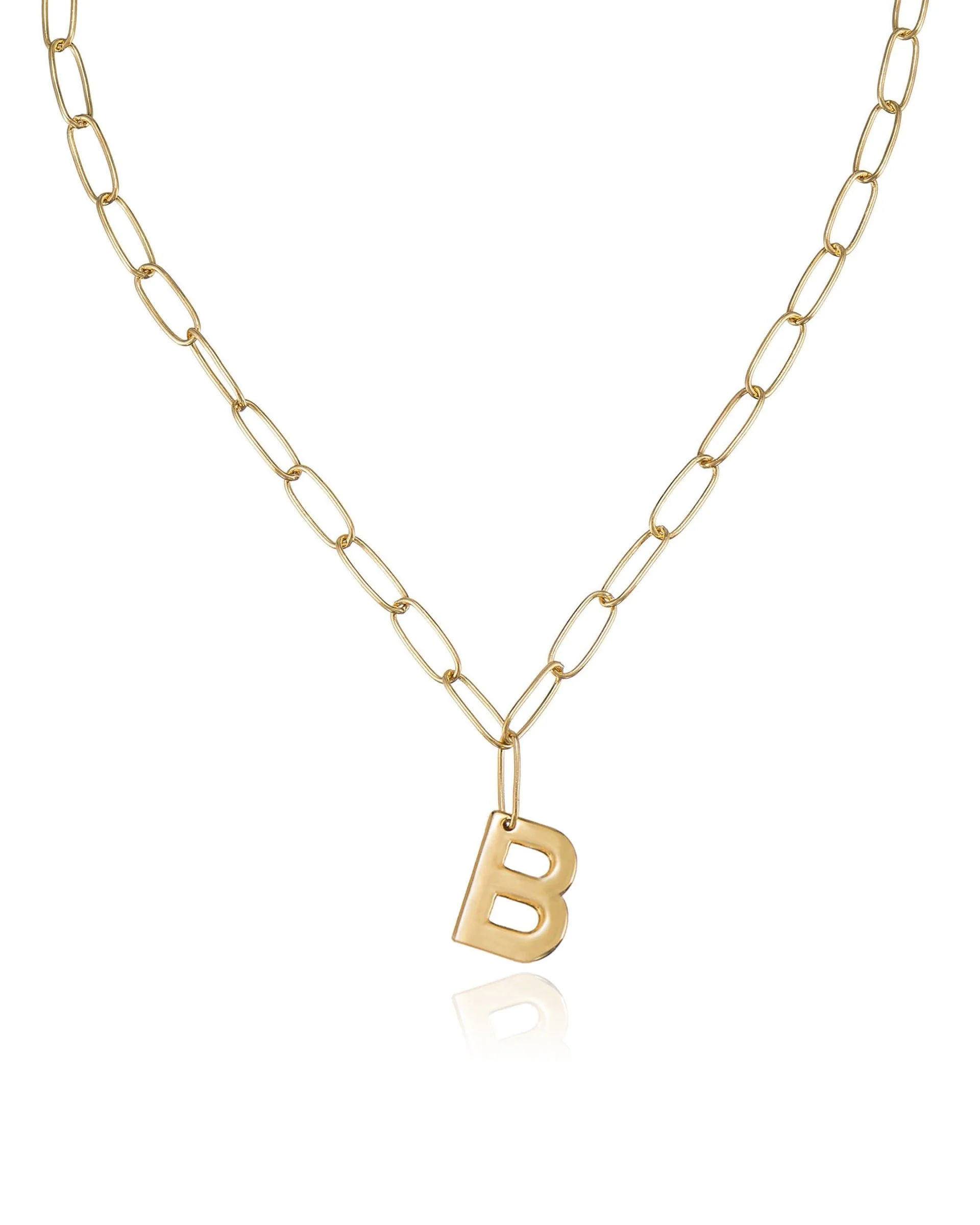 Paperclip Link Initial Necklace - Image 9