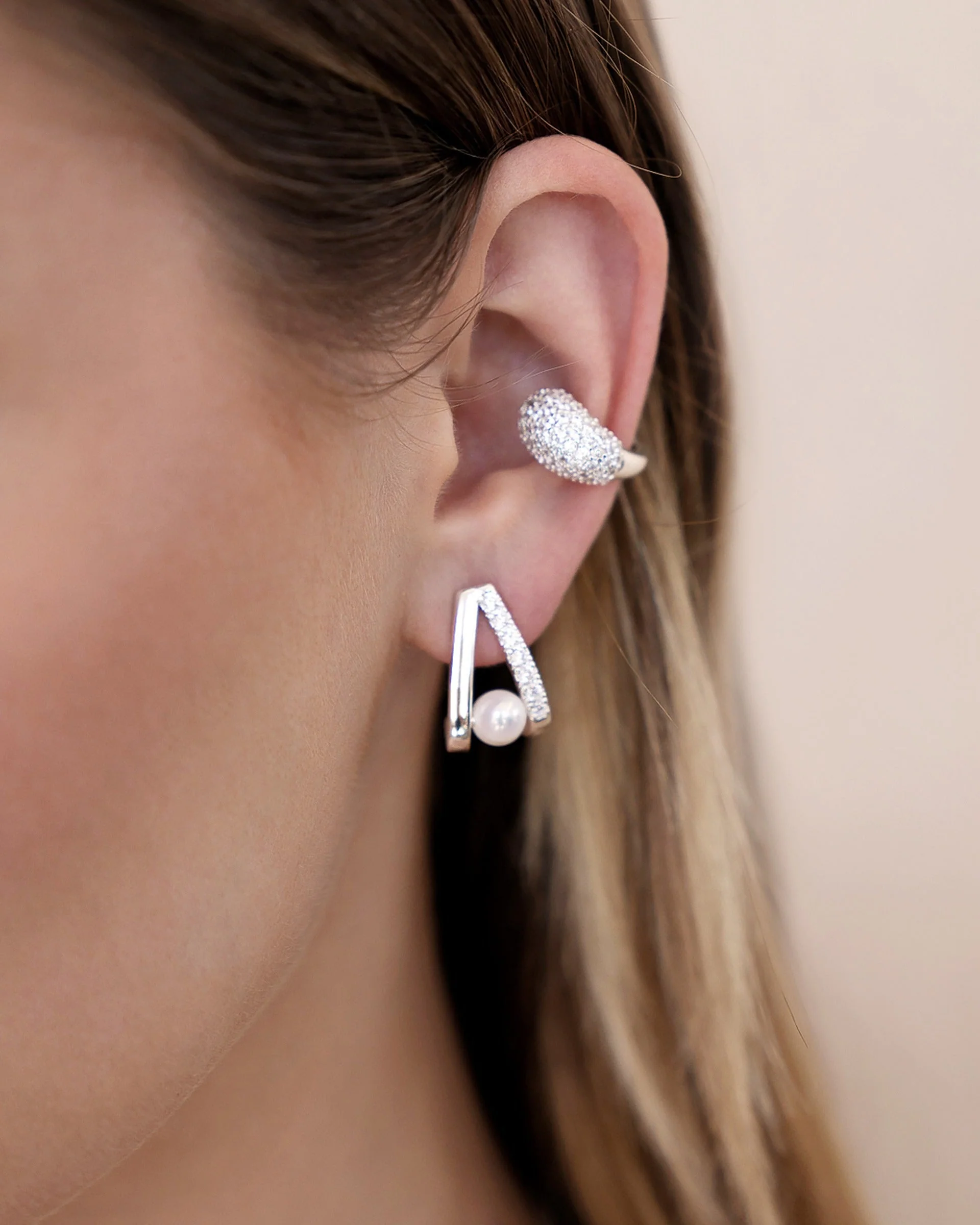 Pavé and Pearl Earrings - Image 6