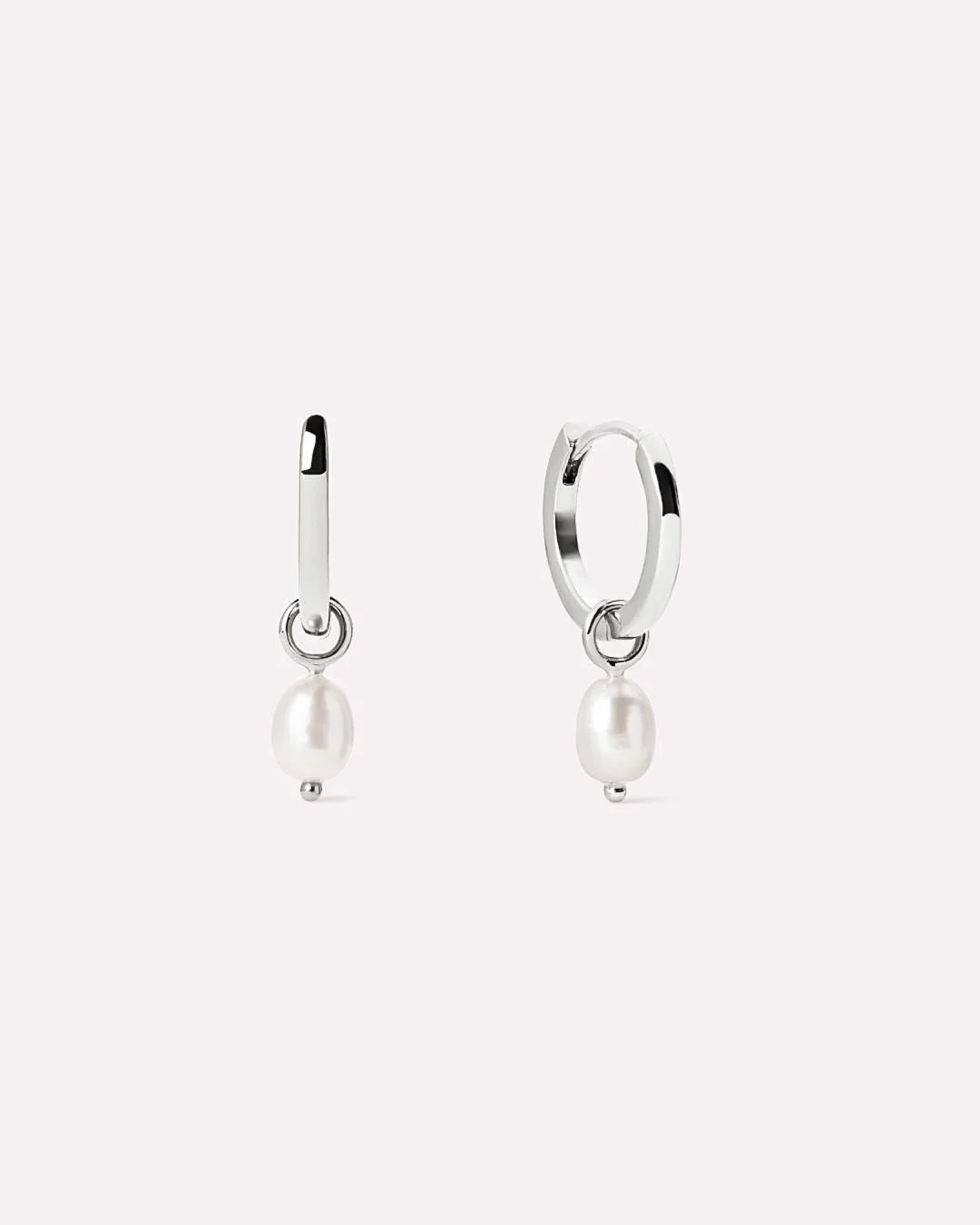 Pearl Huggie Hoops - Frida Silver