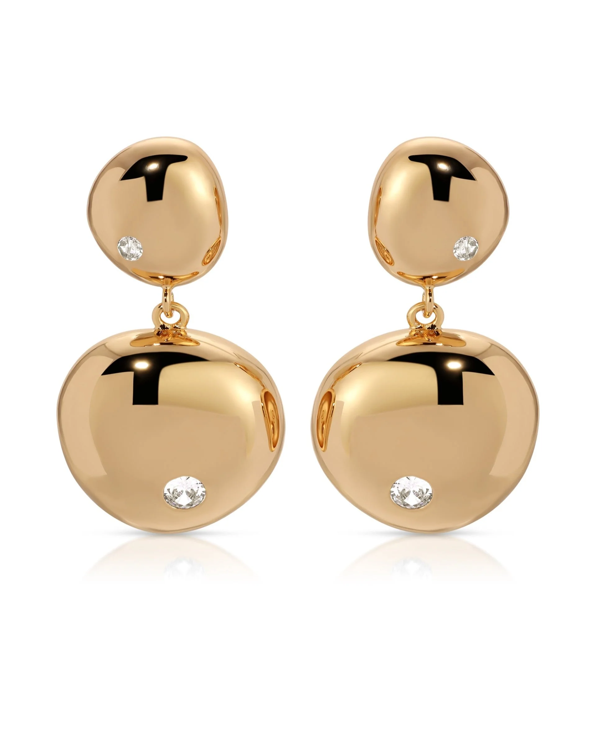 Polished Double Pebble Drop Earrings