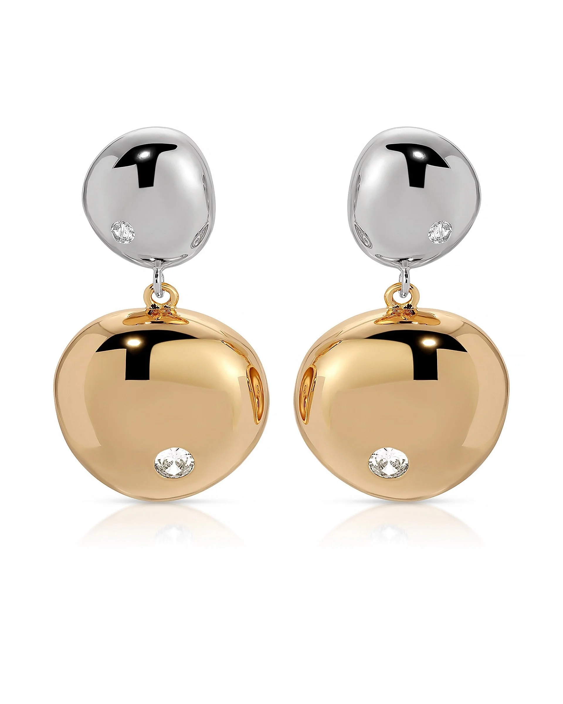 Polished Double Pebble Drop Earrings - Image 13