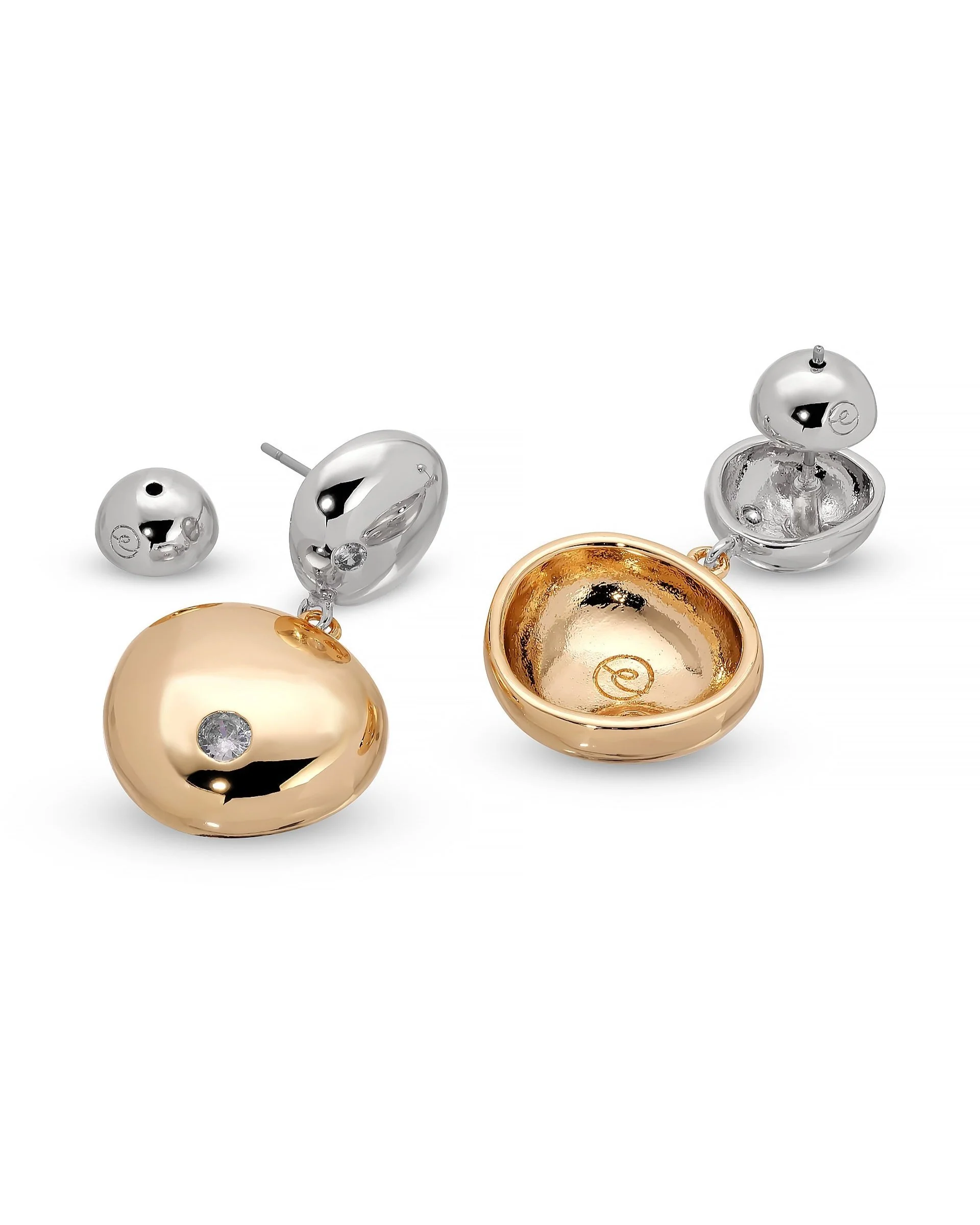 Polished Double Pebble Drop Earrings - Image 4