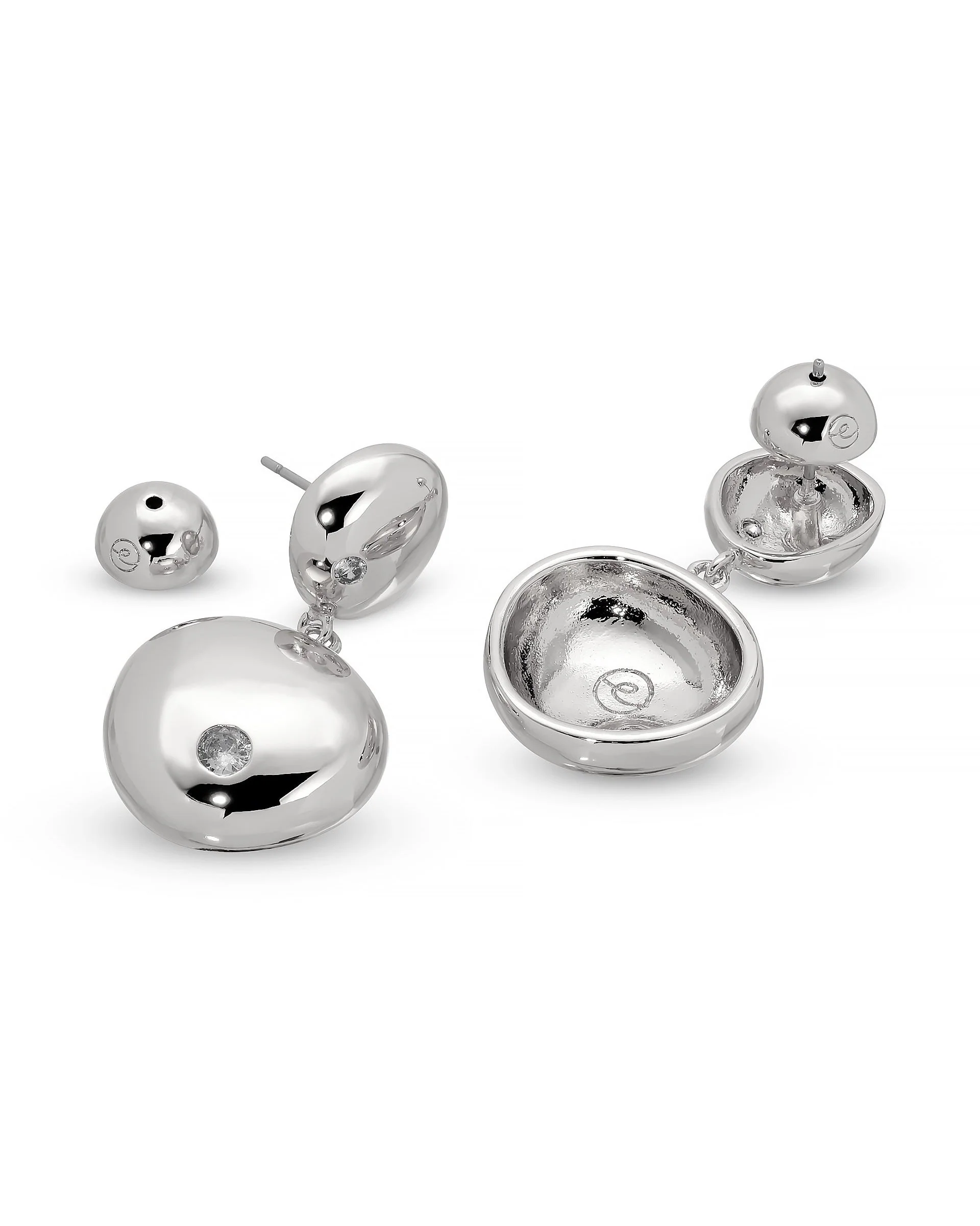 Polished Double Pebble Drop Earrings - Image 6