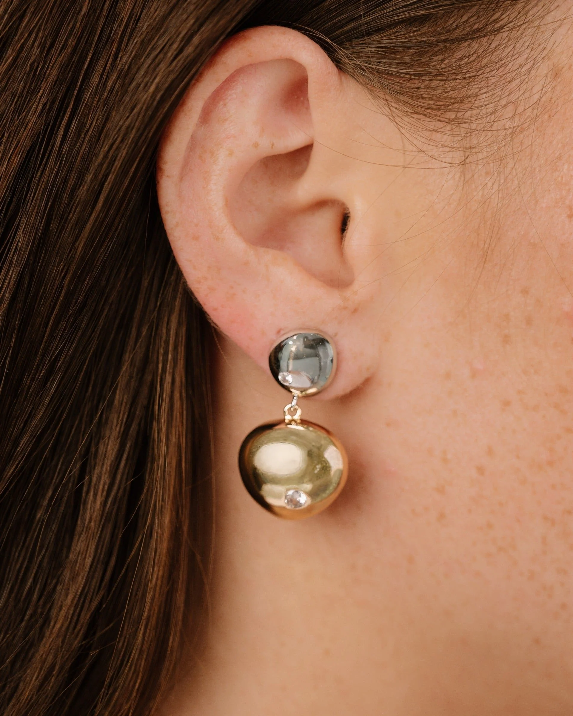 Polished Double Pebble Drop Earrings - Image 9