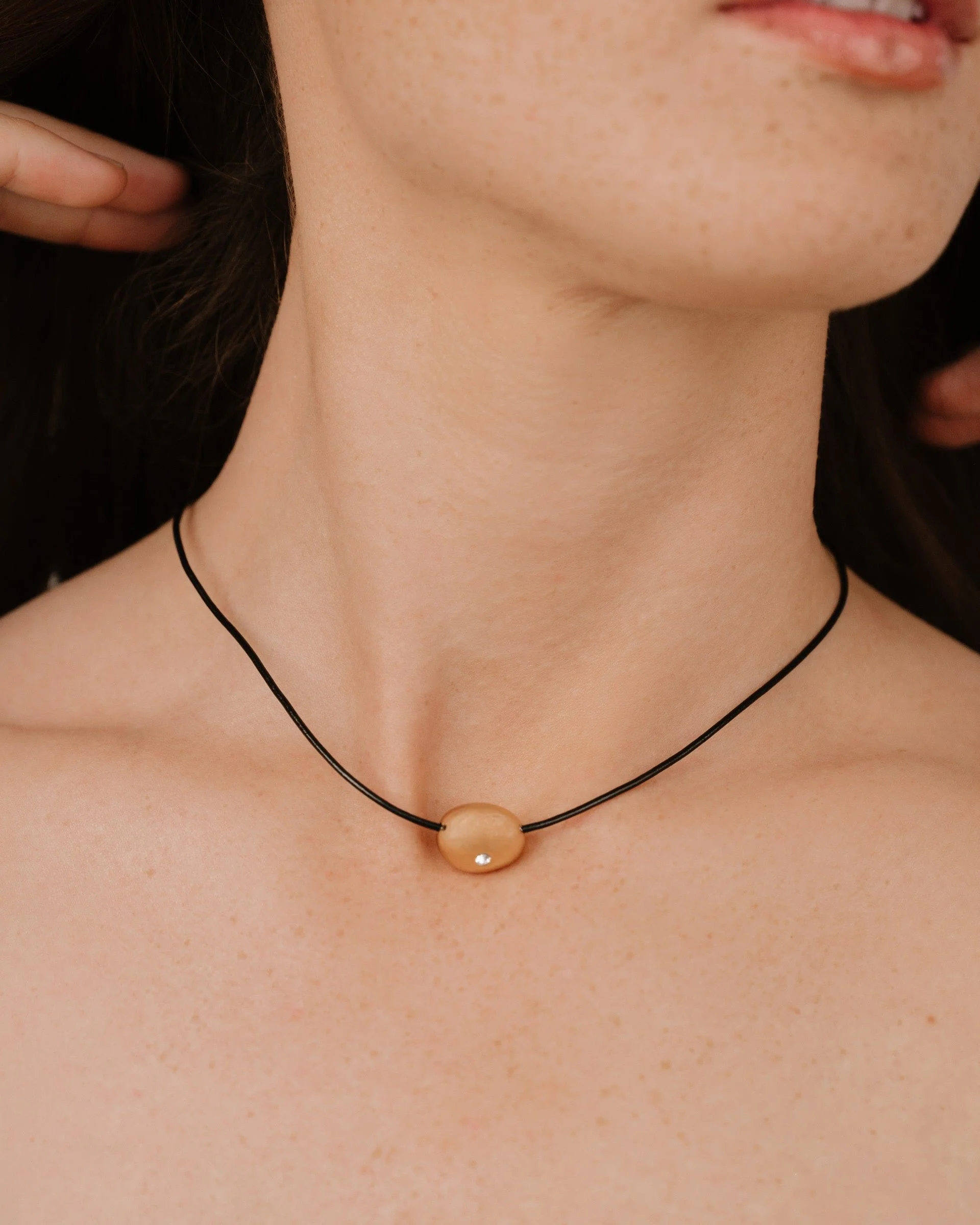 Polished Pebble Leather Pendant Necklace - Image 15