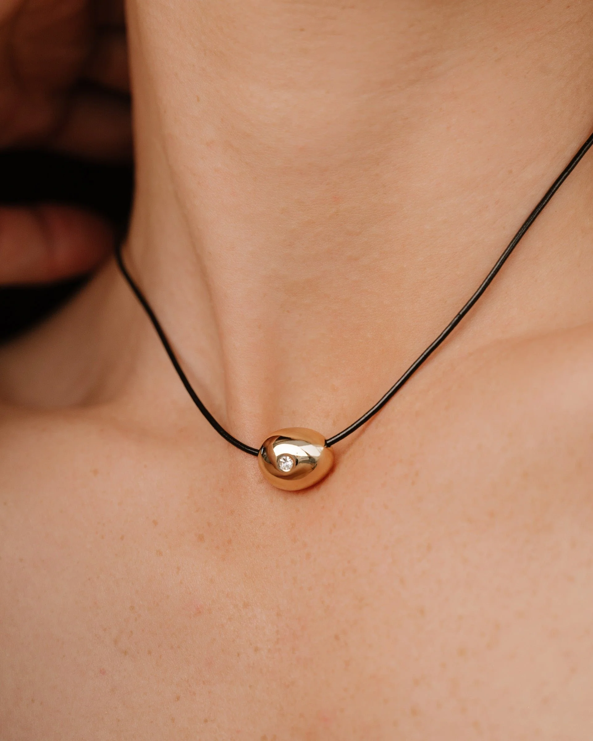 Polished Pebble Leather Pendant Necklace - Image 2