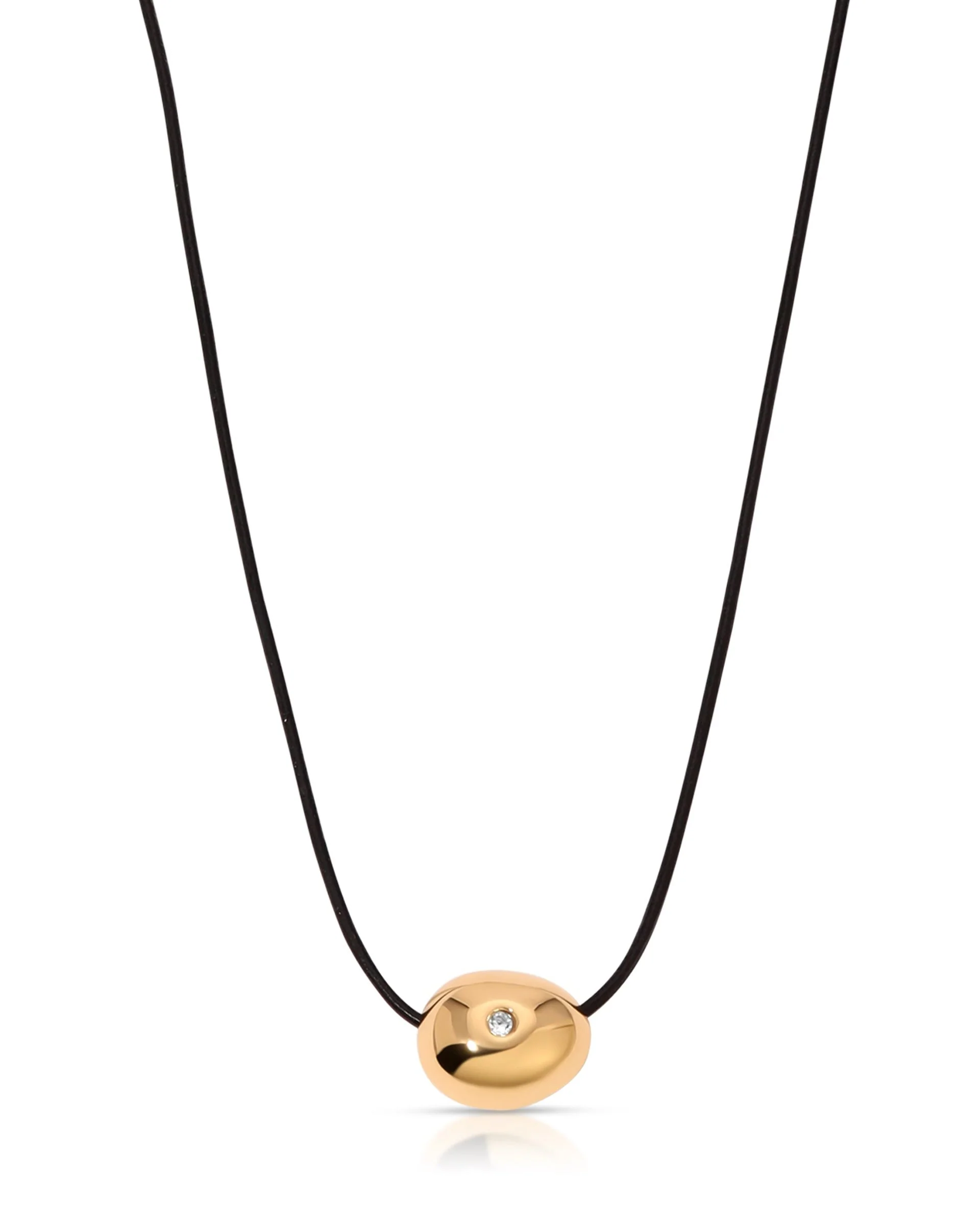 Polished Pebble Leather Pendant Necklace - Image 3