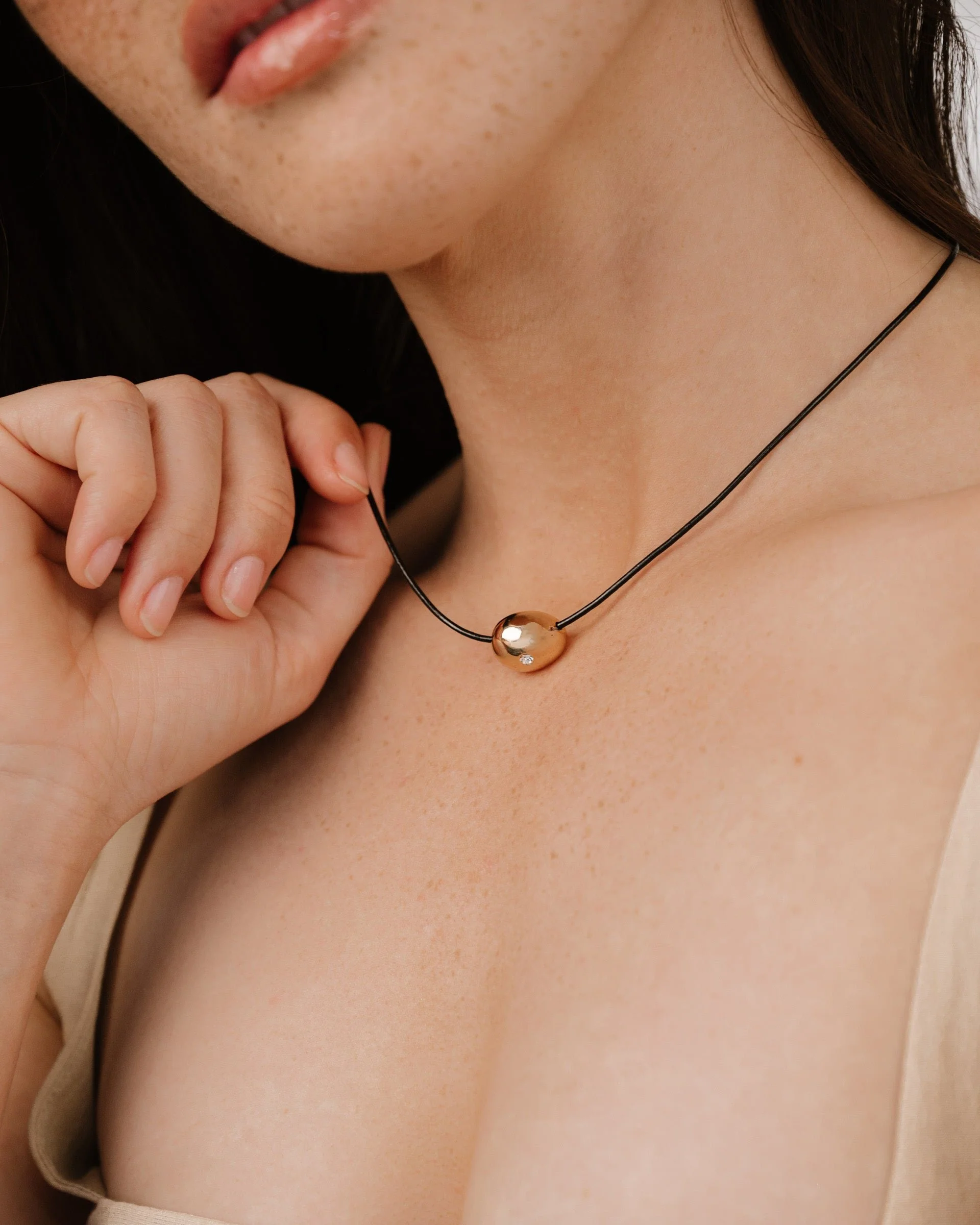 Polished Pebble Leather Pendant Necklace - Image 7