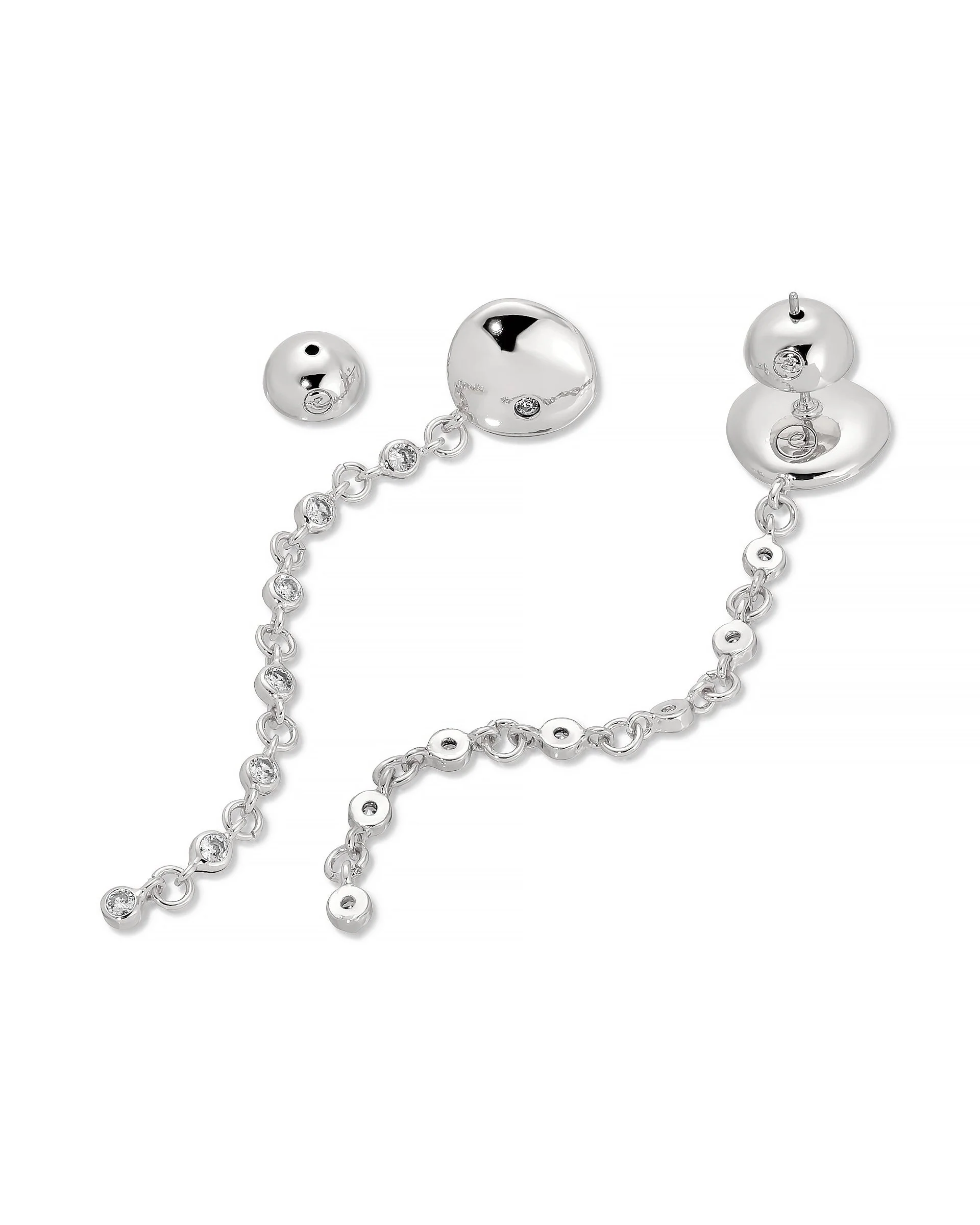 Polished Pebble Linear Chain Earrings - Image 4