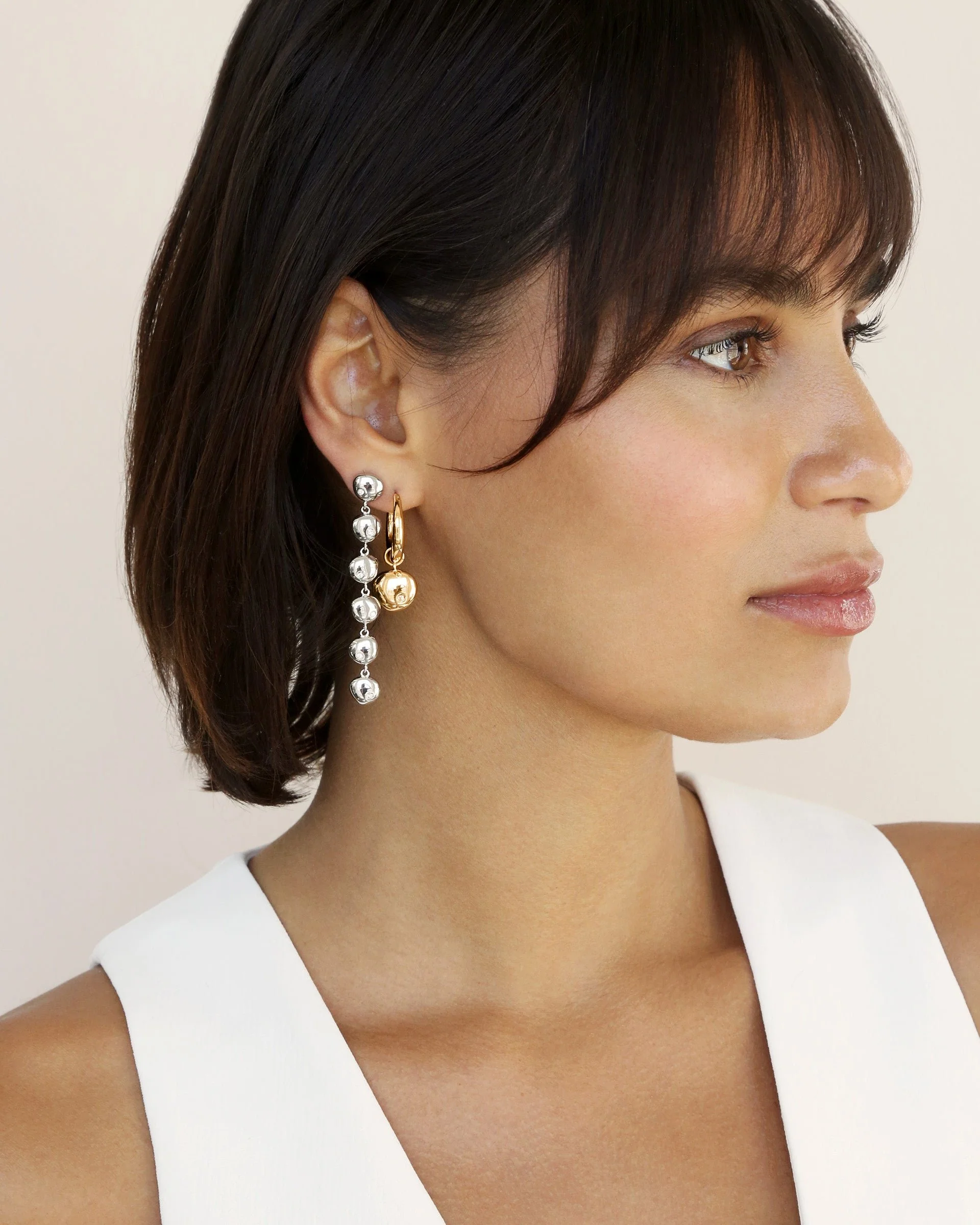 Polished Pebble Linear Dangle Earrings - Image 10
