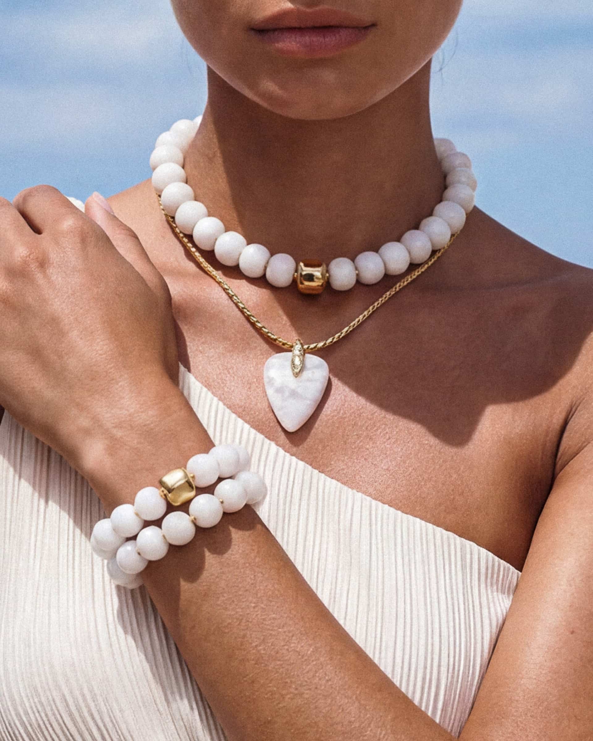 Power Bead Statement Necklace in Bone - Image 5