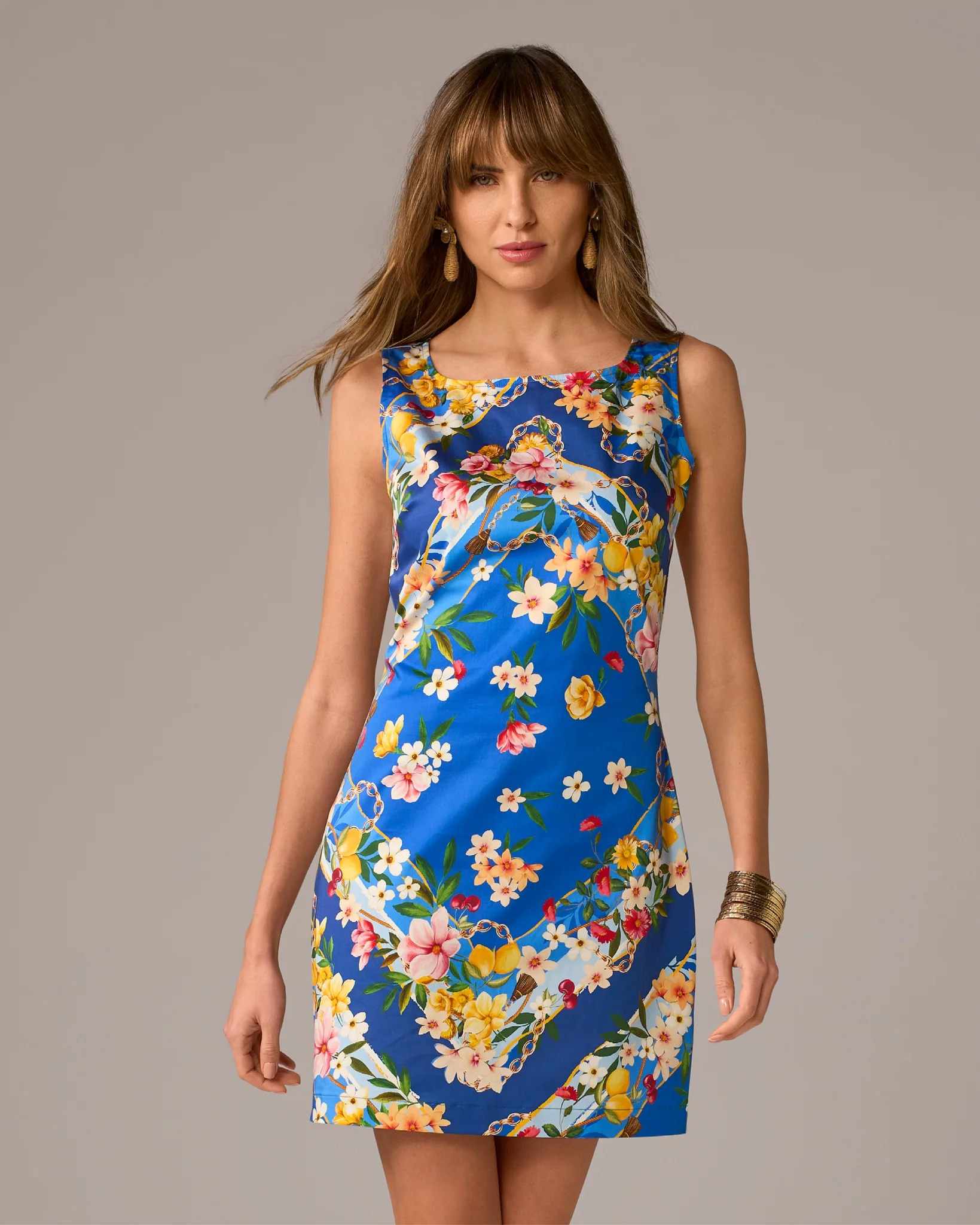 Printed Floral Aline Mini Dress Dolce Scarf