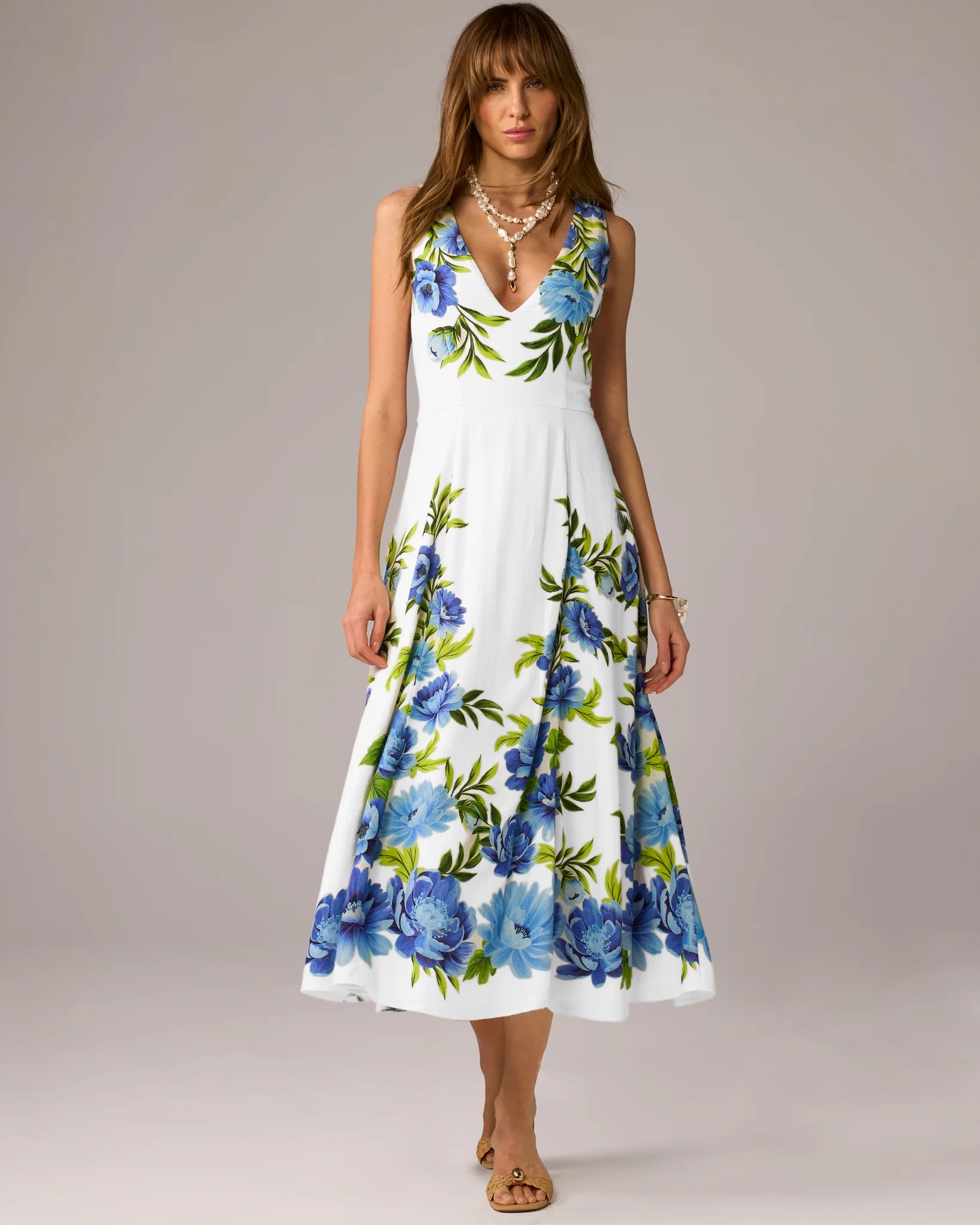 Printed V Neck Dress Florence Blooms