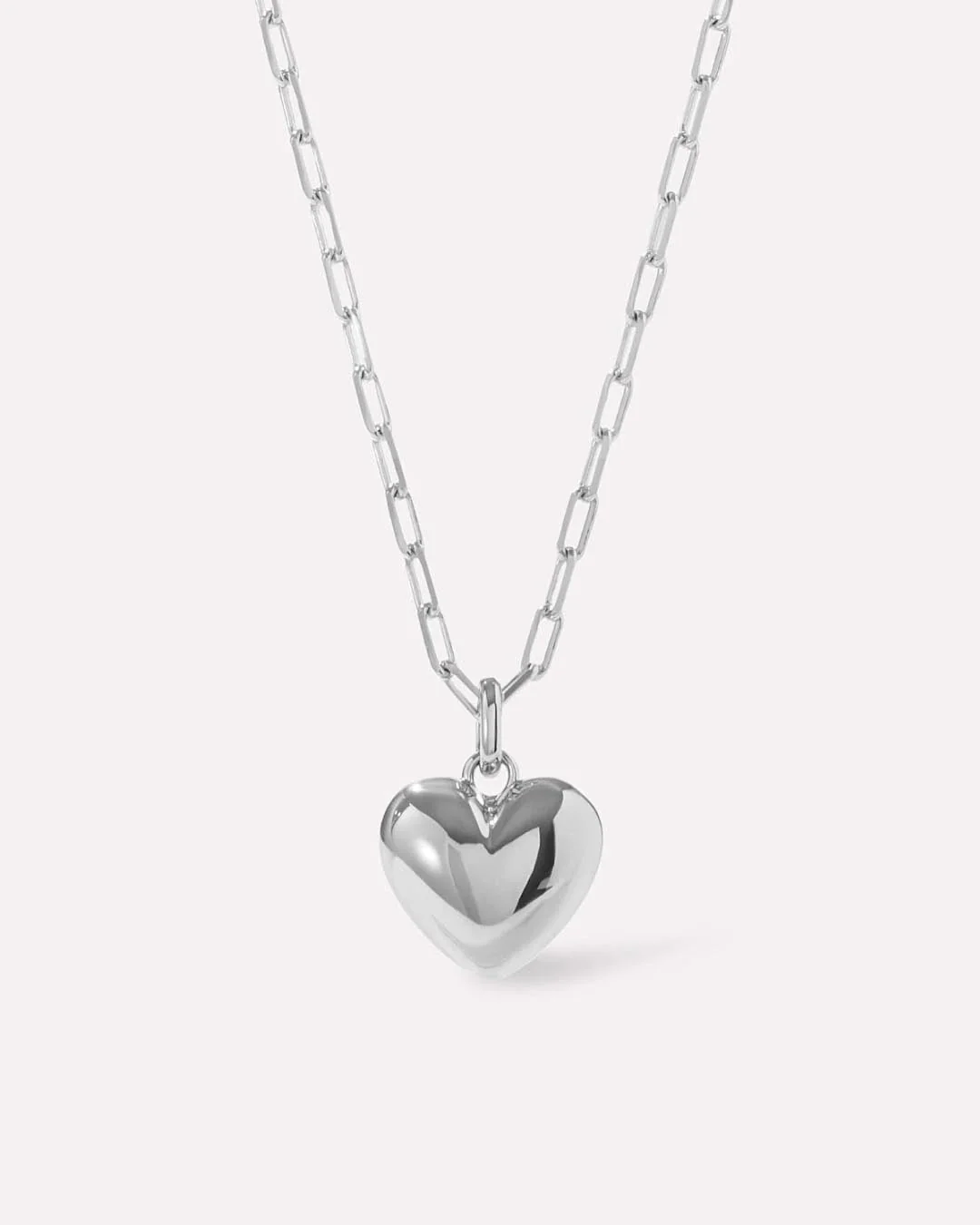 Puffed Heart Necklace - Lev Silver