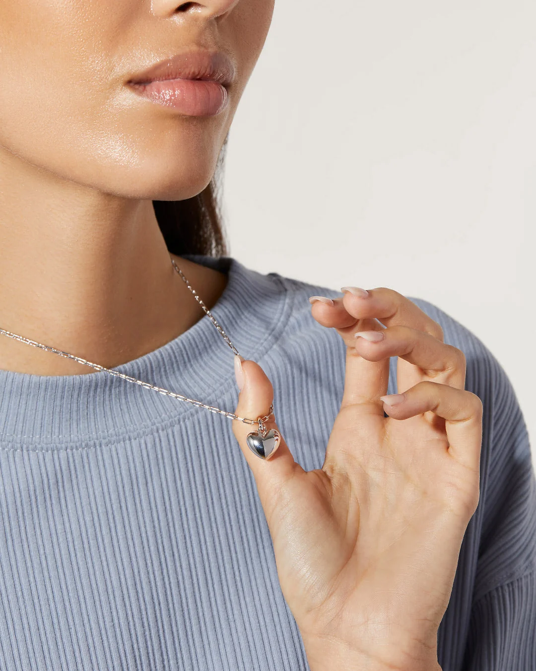 Puffed Heart Necklace - Lev Silver - Image 3